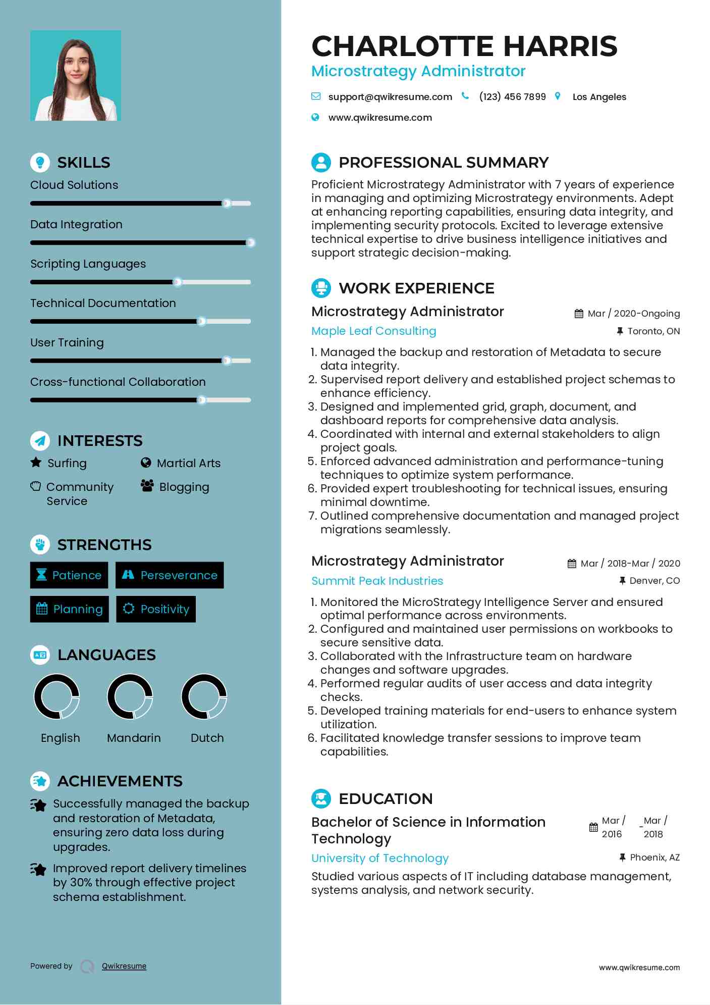 Microstrategy Administrator Resume Format