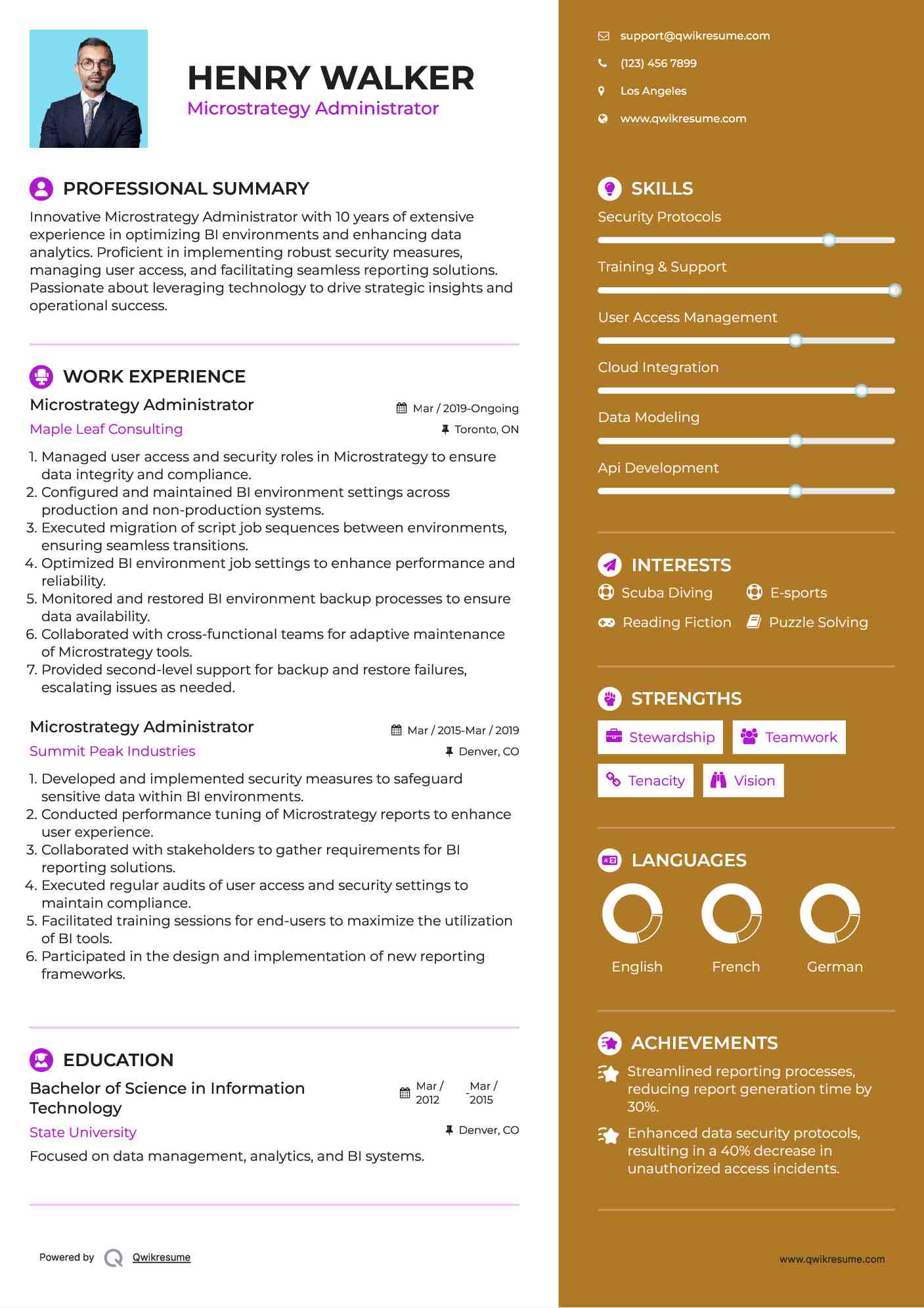Microstrategy Administrator Resume Template