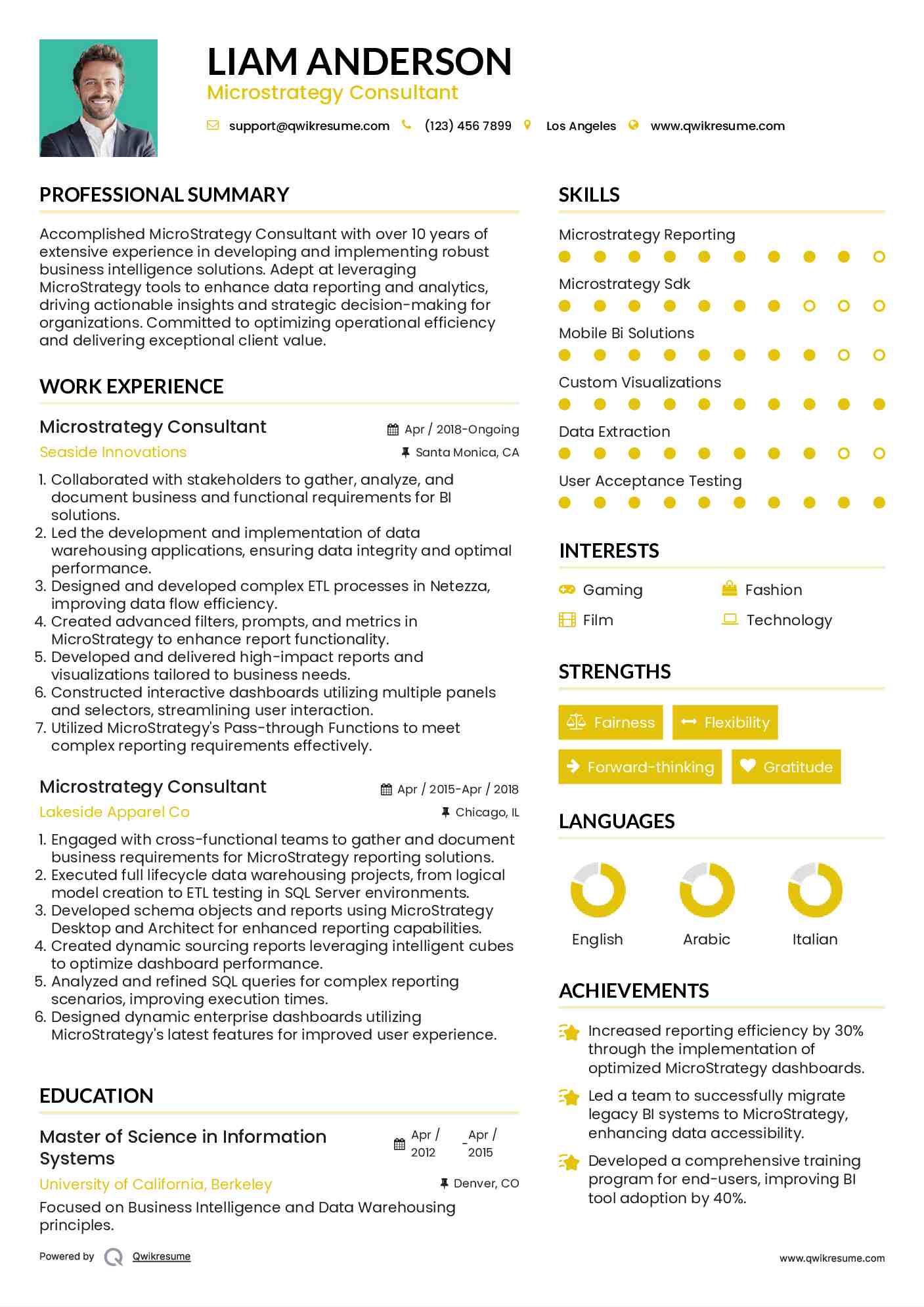 Microstrategy Consultant Resume Sample