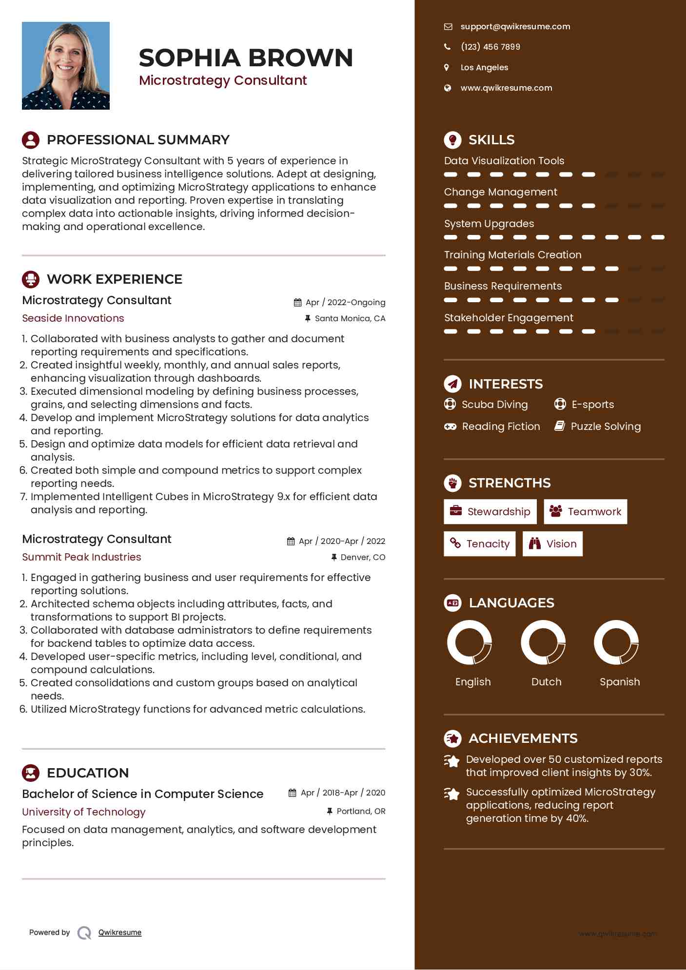 Microstrategy Consultant Resume Model