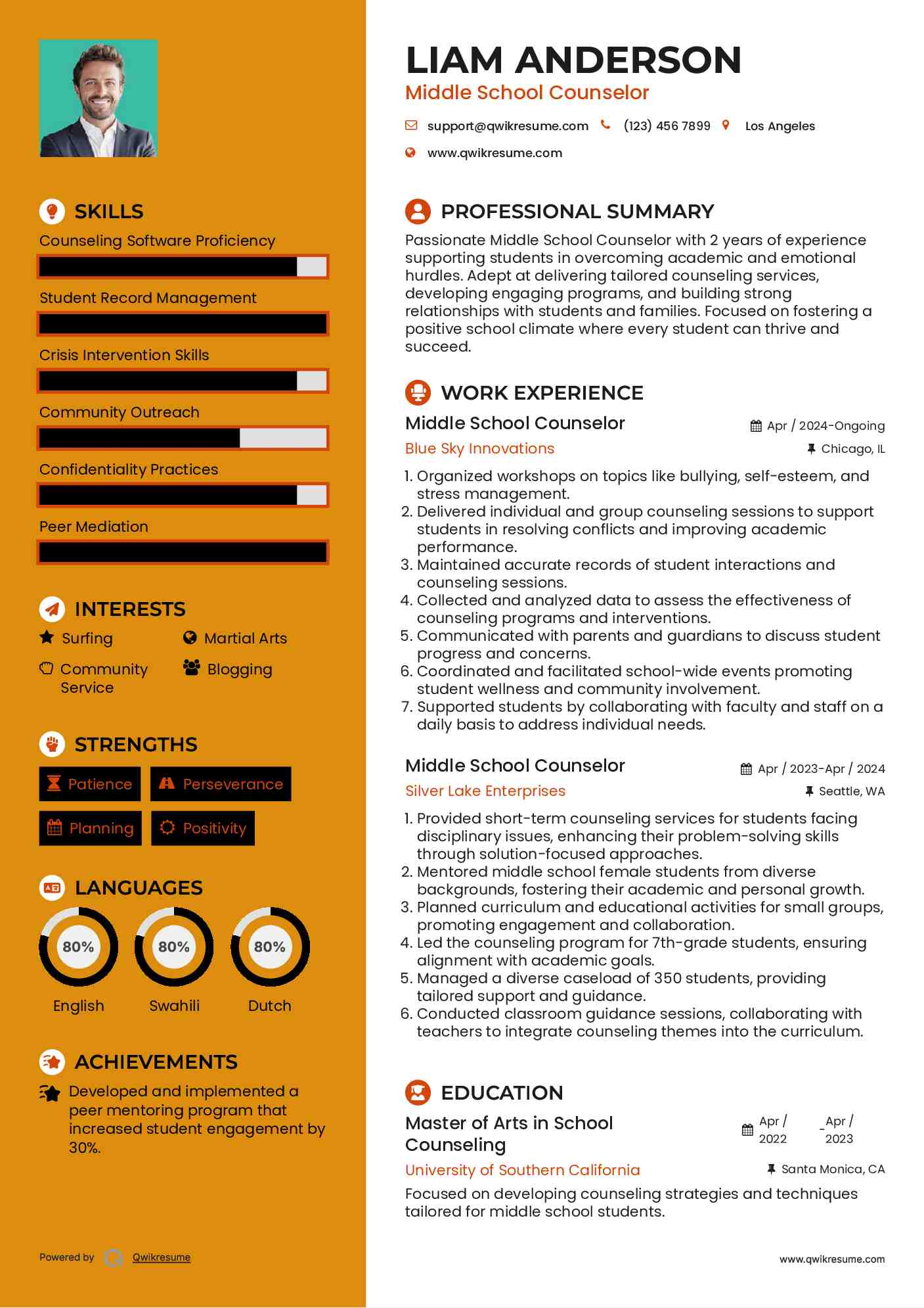 Middle School Counselor Resume Format