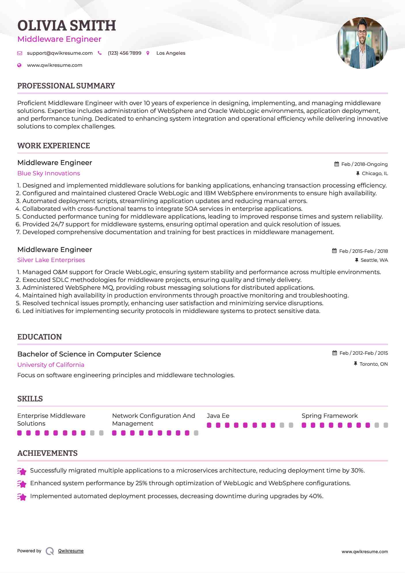 Middleware Engineer Resume Format