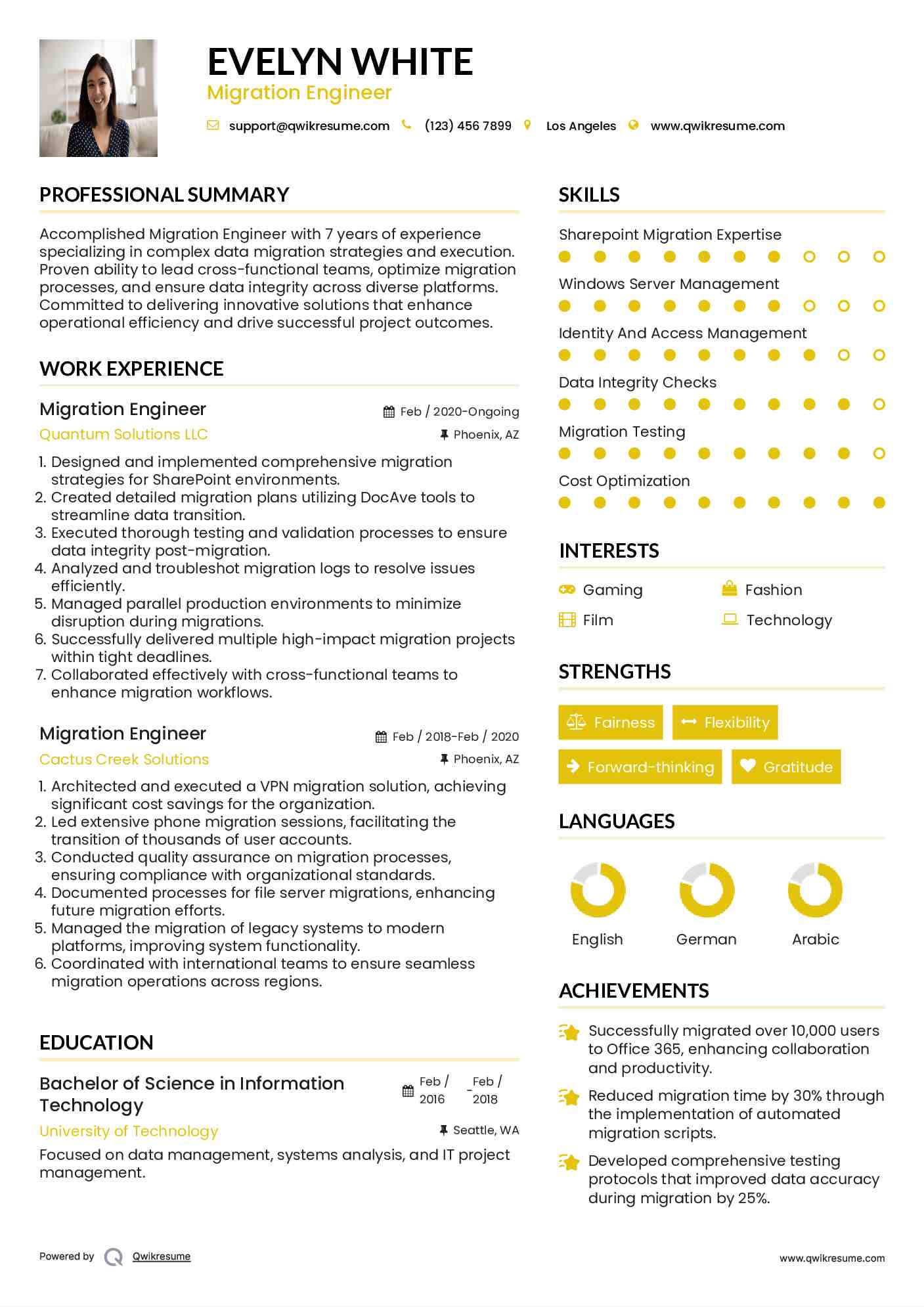 Migration Engineer Resume Template