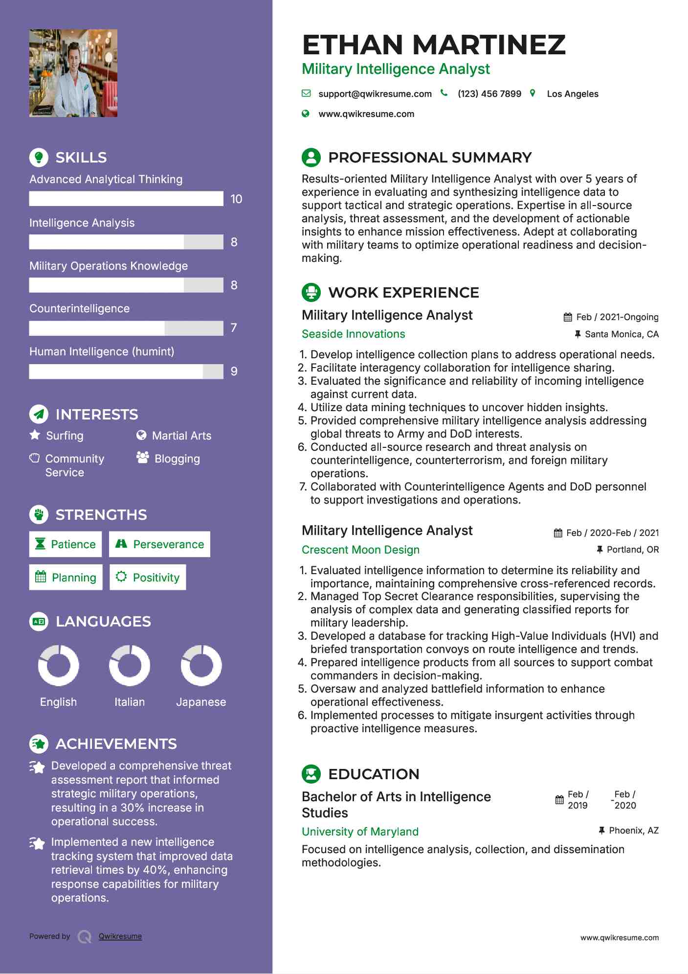Military Intelligence Analyst Resume Samples | QwikResume
All Source Intelligence Analyst Sample Resume
