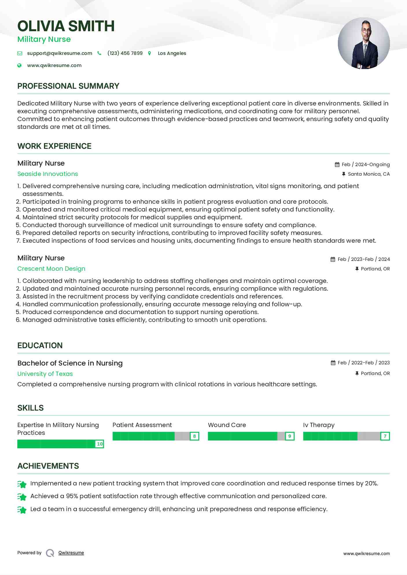 Military Nurse Resume Example