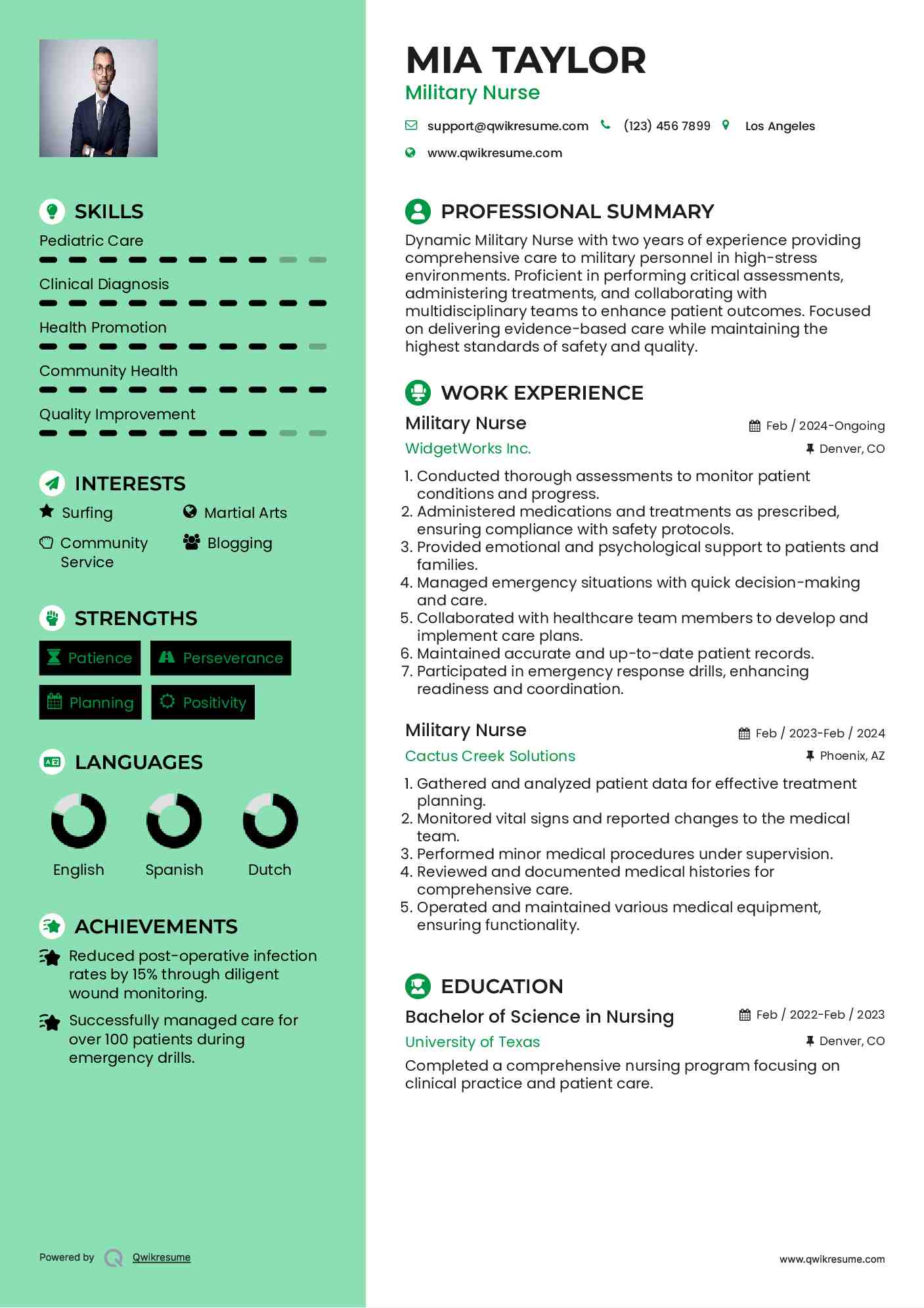 Military Nurse Resume Template