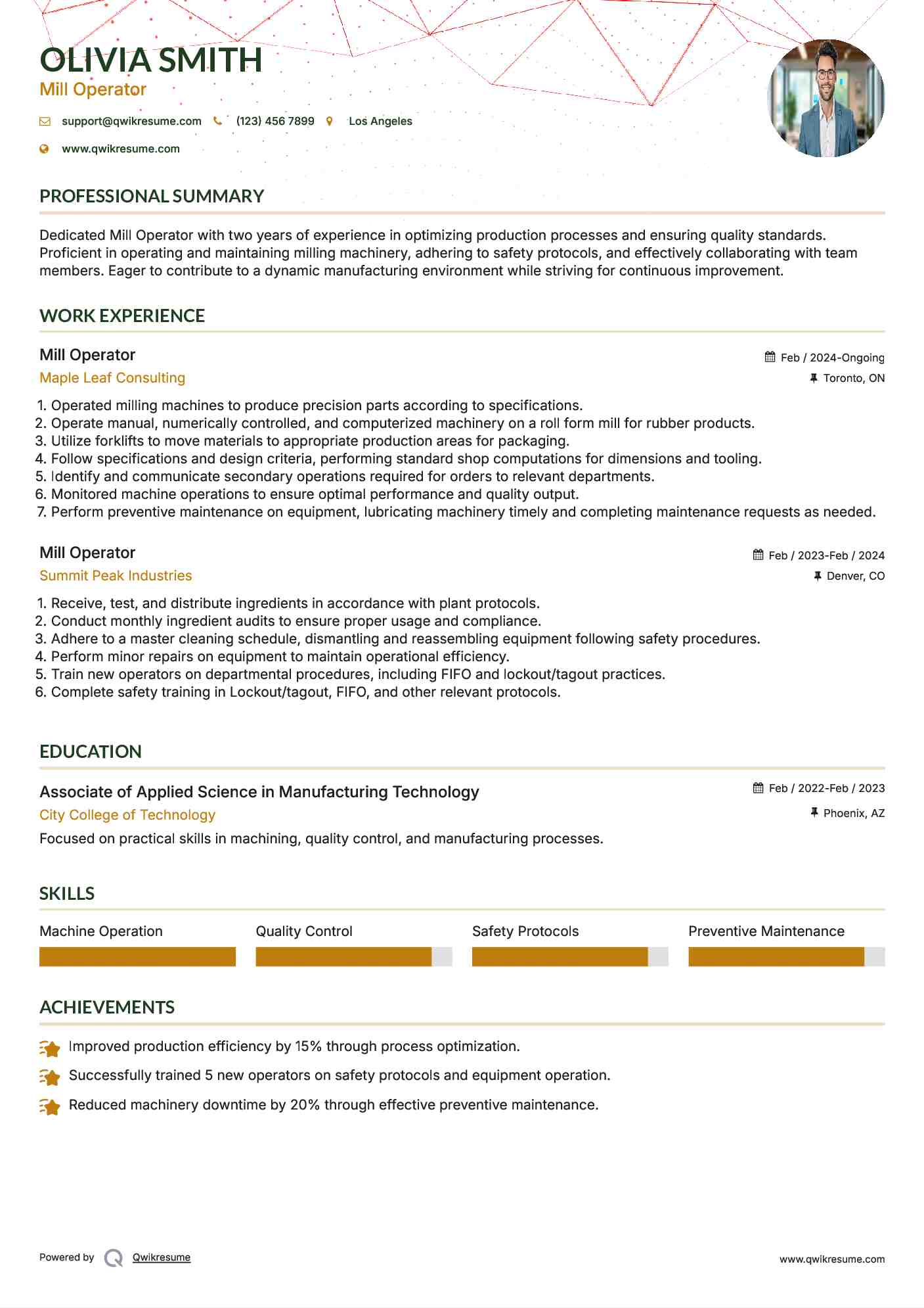 Mill Operator Resume Format