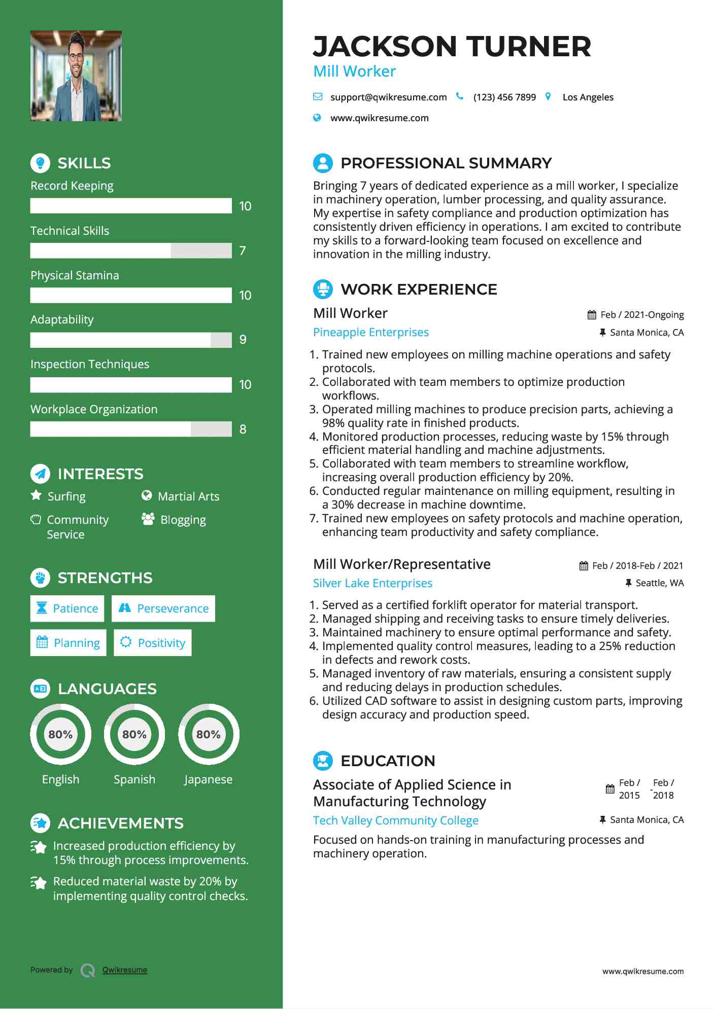 Mill Worker Resume Samples QwikResume