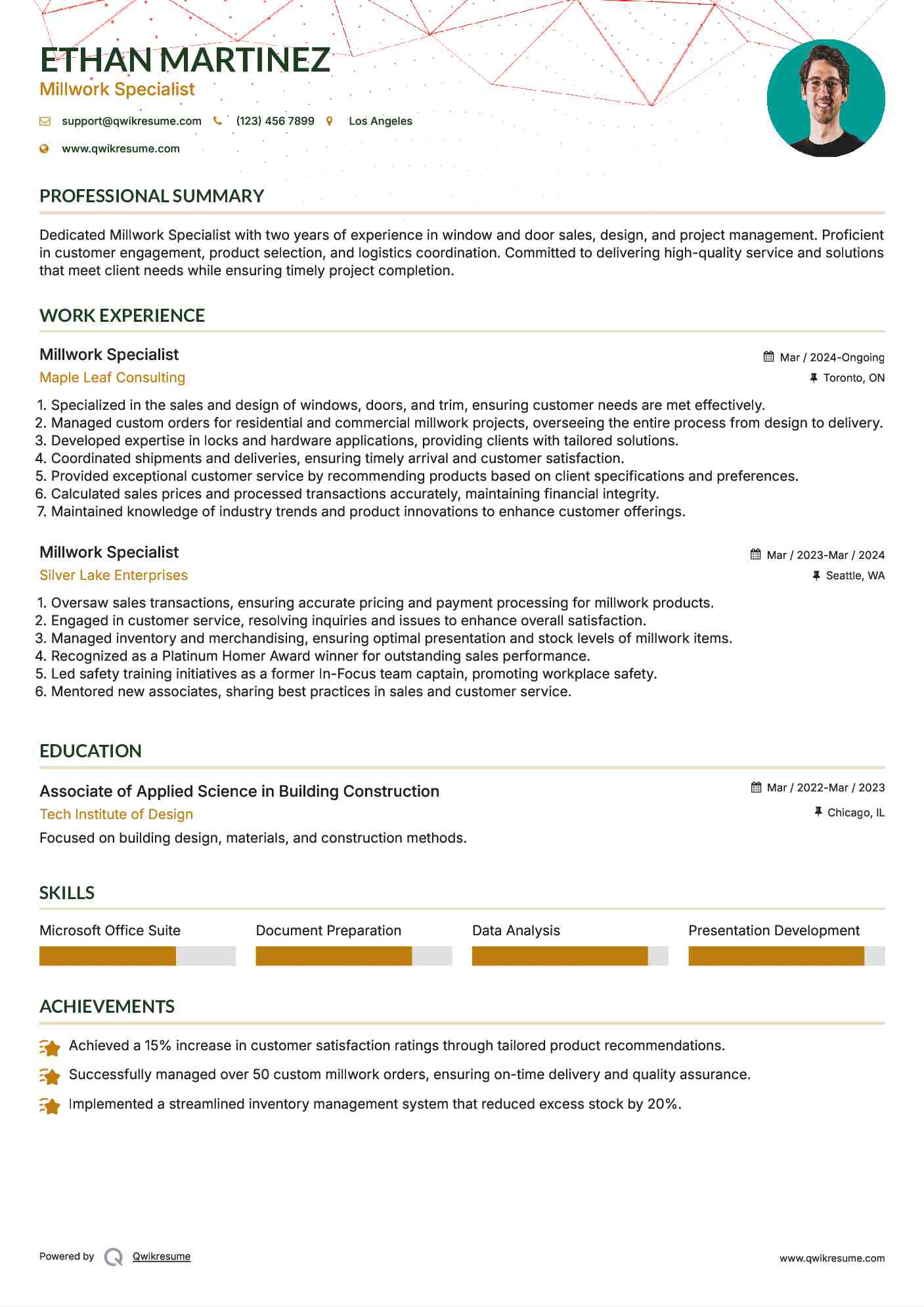 Millwork Specialist Resume Samples QwikResume