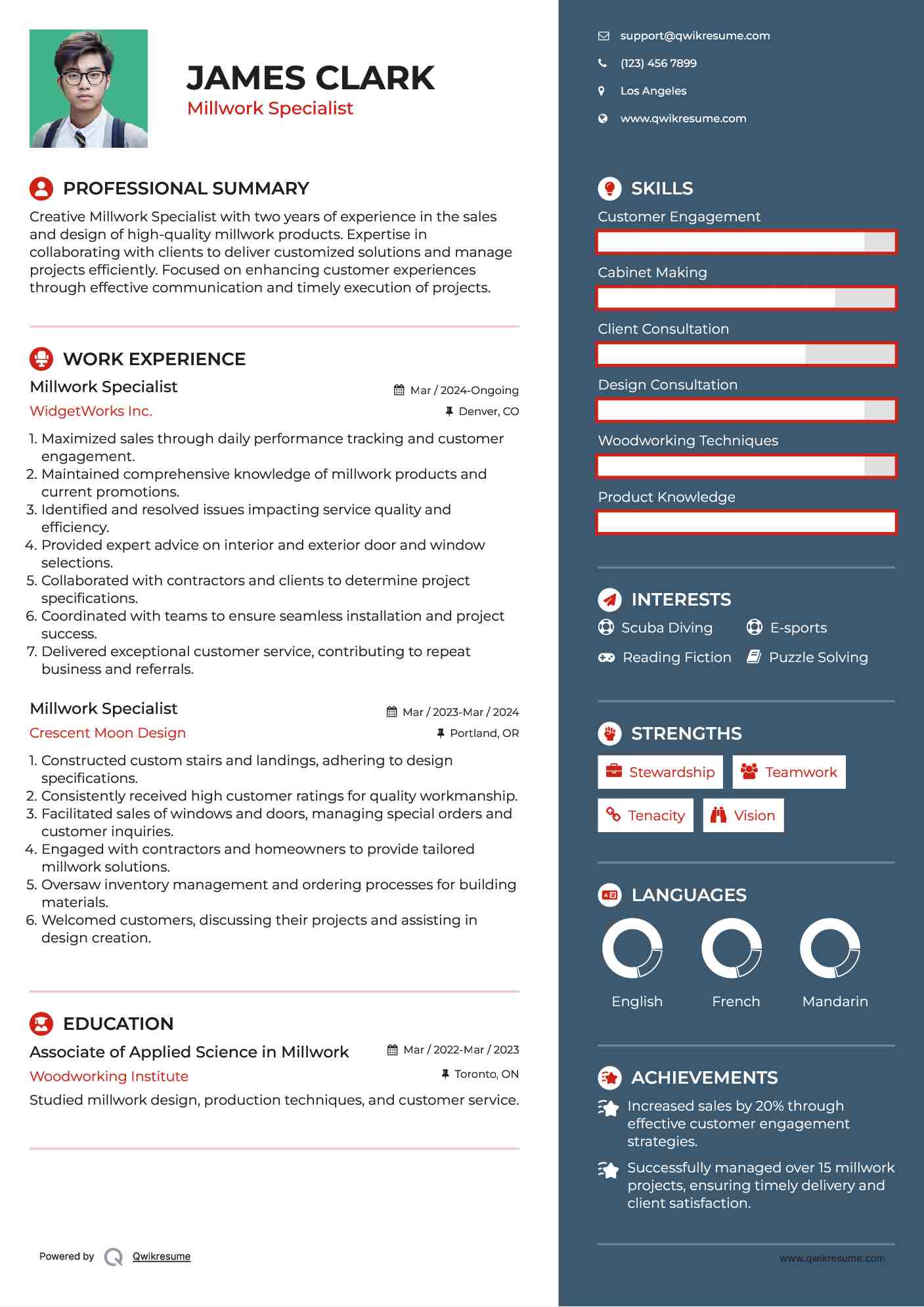 Millwork Specialist Resume Samples QwikResume