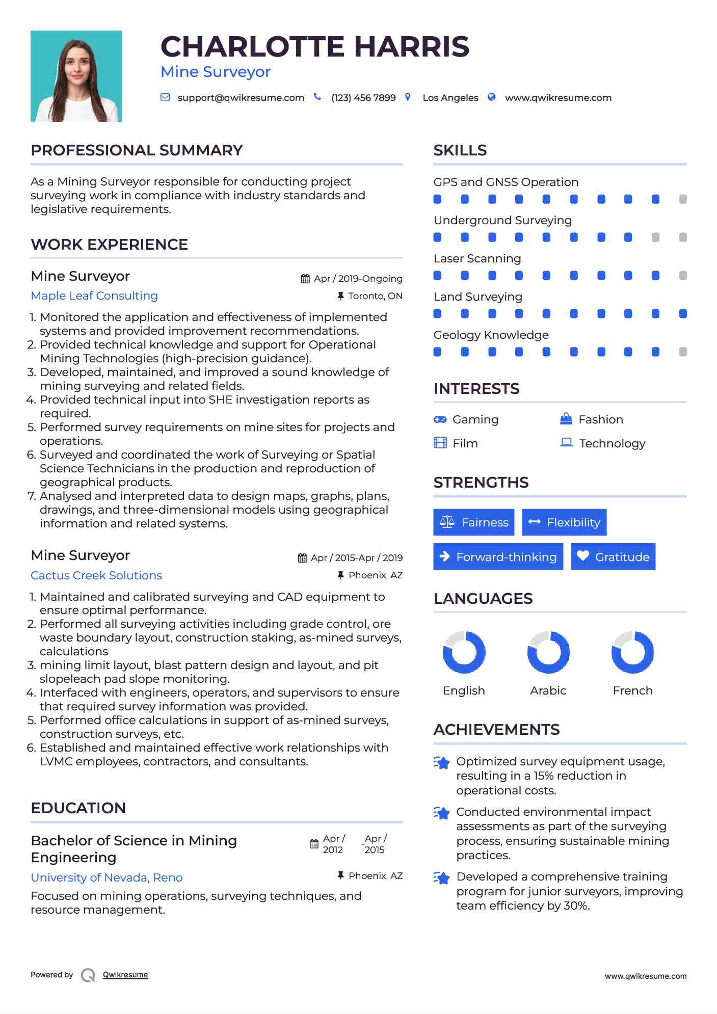 Mine Surveyor Resume Template