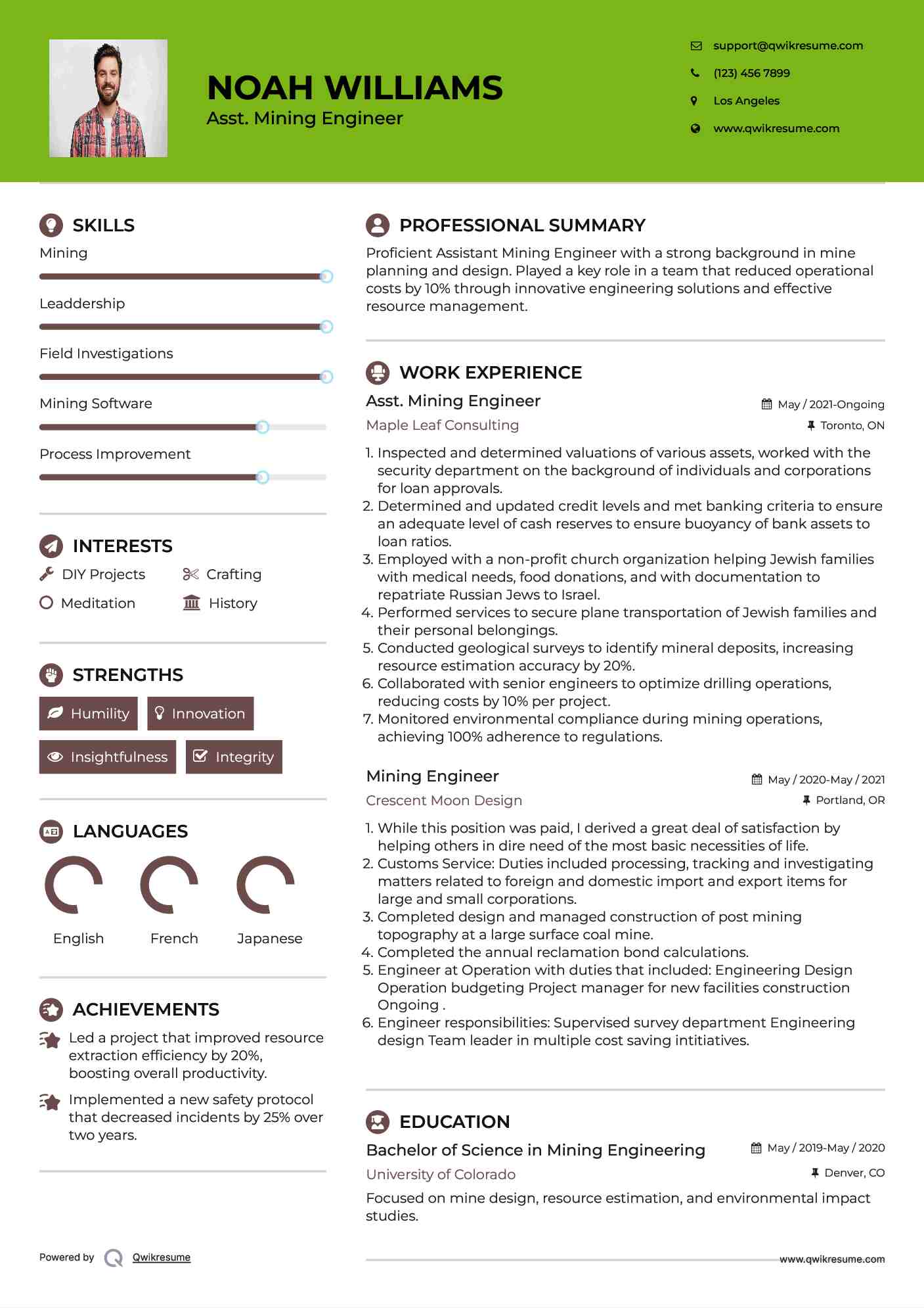 Mining resume no experience image