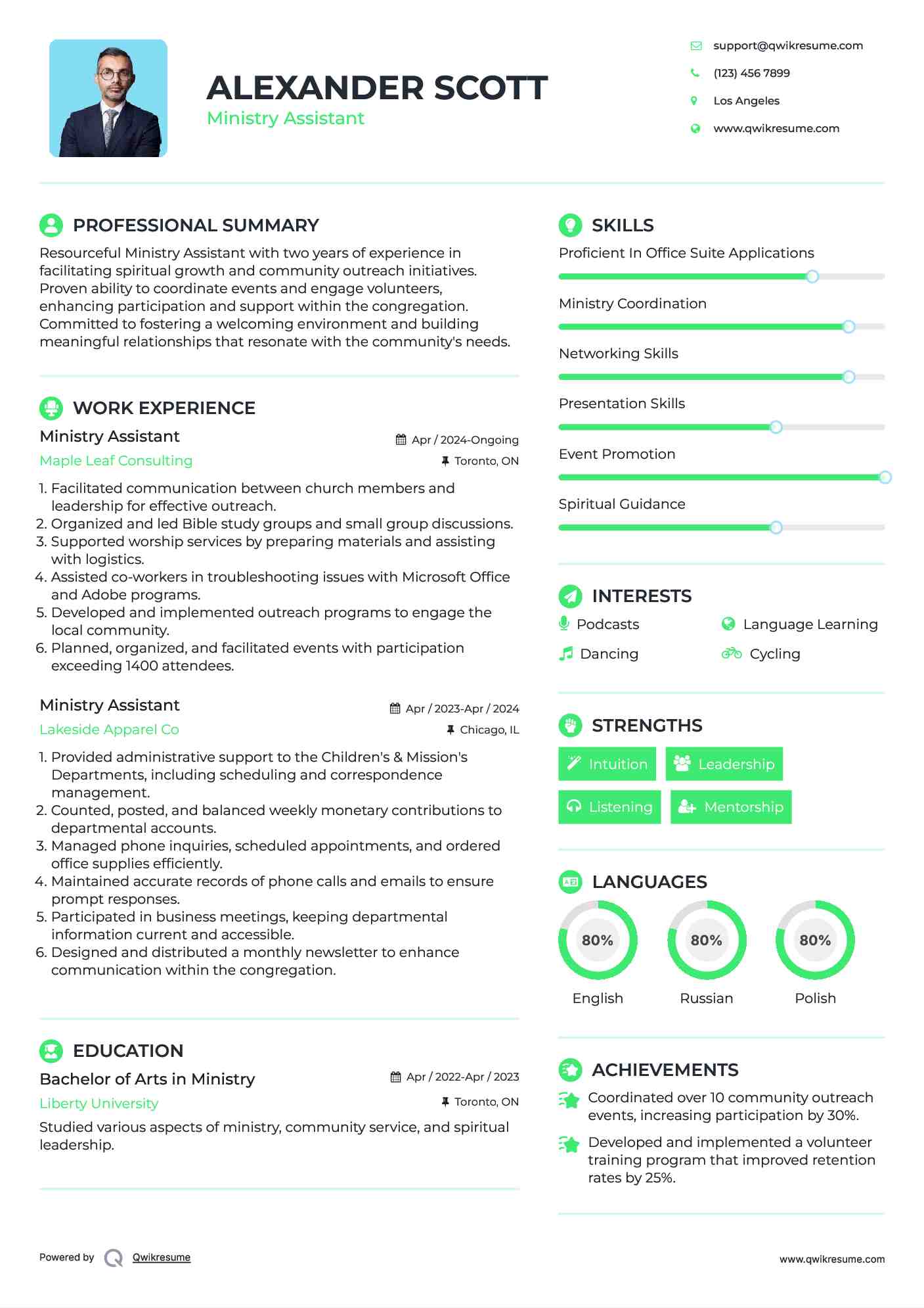 Ministry Assistant Resume Samples QwikResume