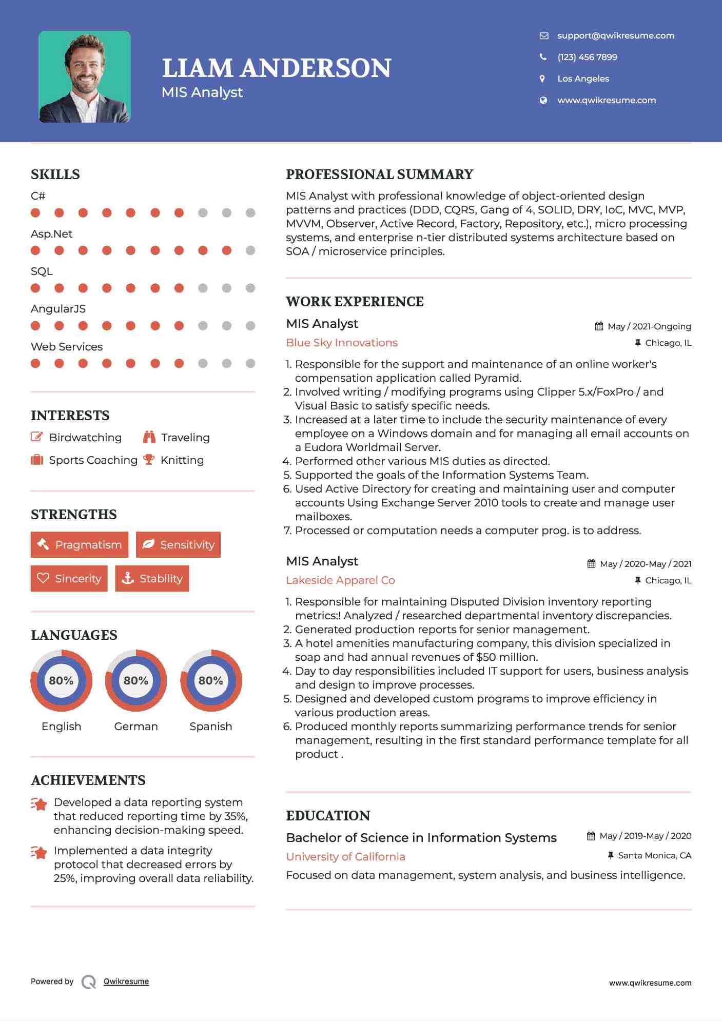 MIS Analyst Resume Model