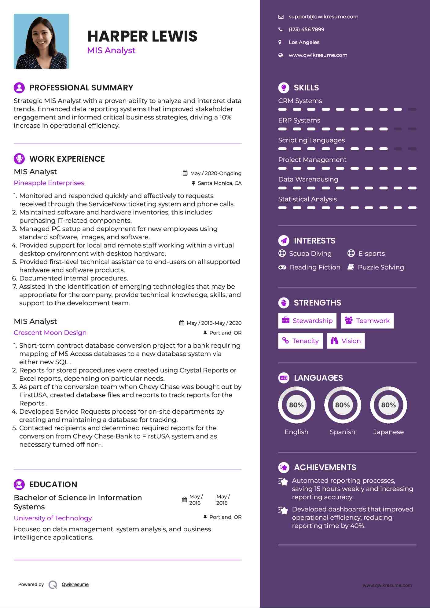 MIS Analyst Resume Model