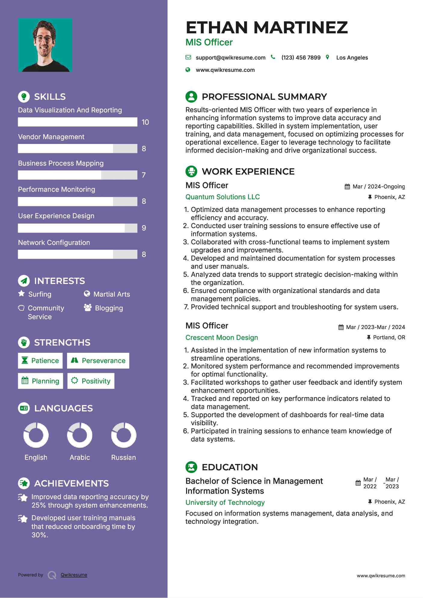 MIS Officer Resume Template
