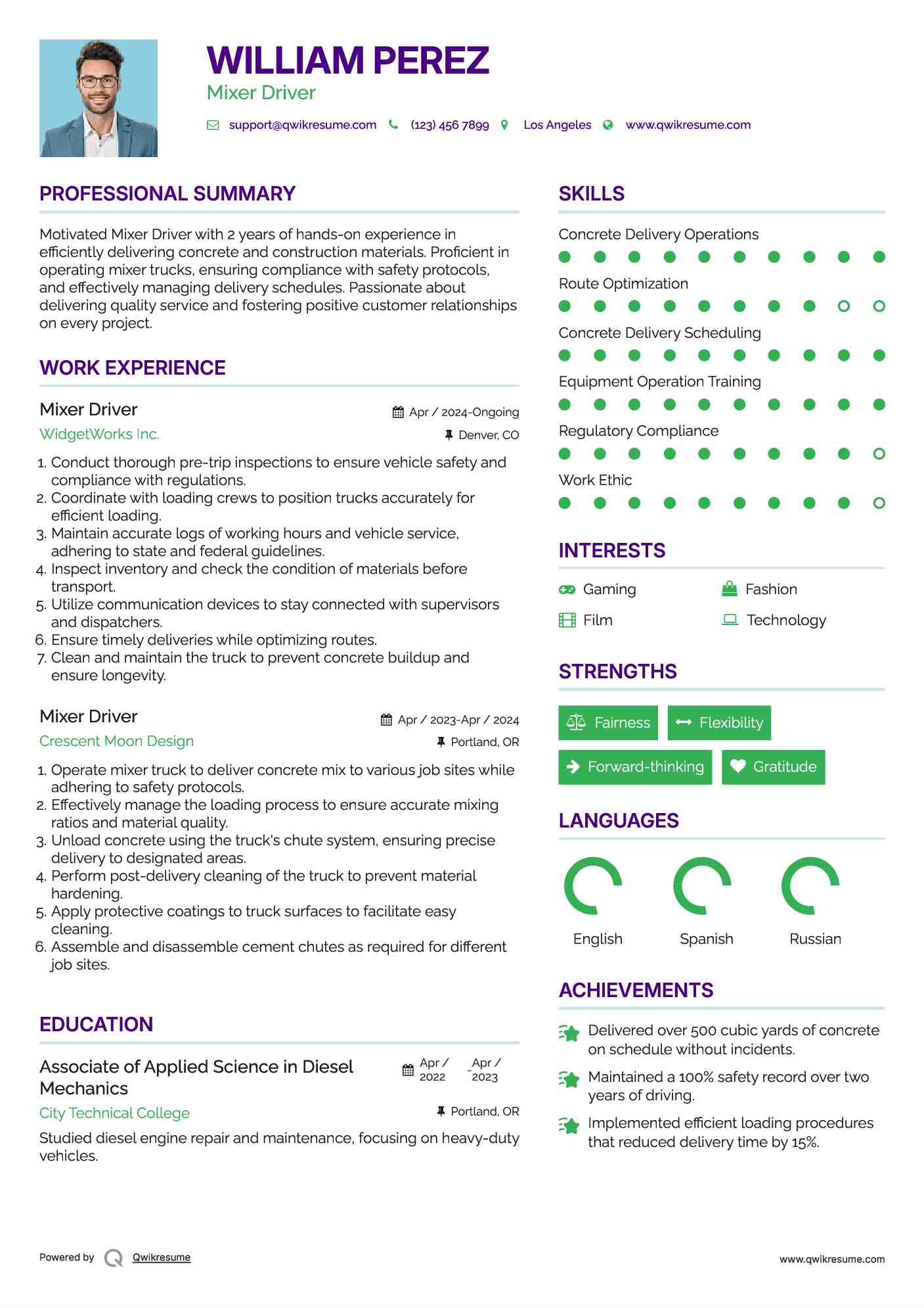 Mixer Driver Resume Format