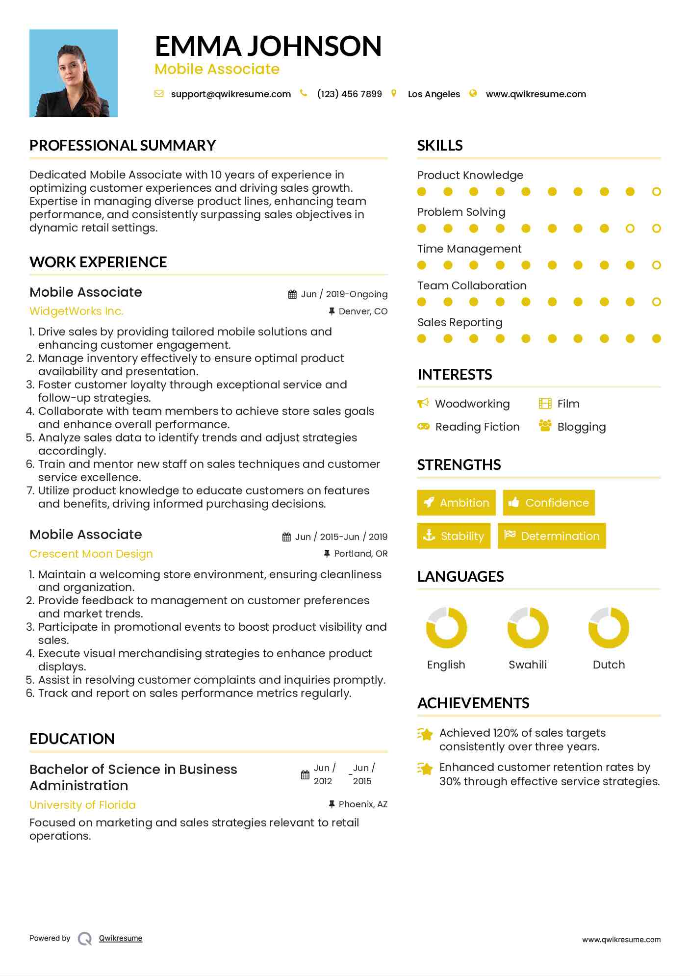 Mobile Associate Resume Example