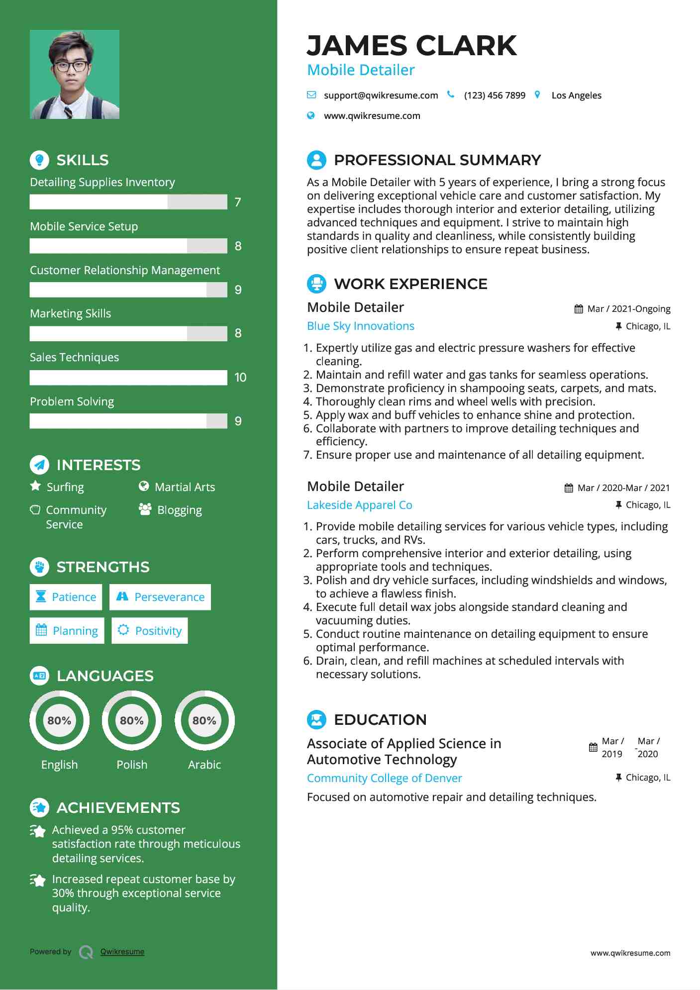 Mobile Detailer Resume Example