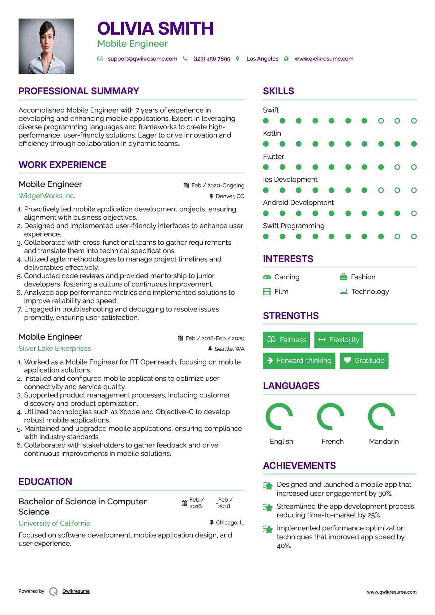 Mobile Engineer Resume Format