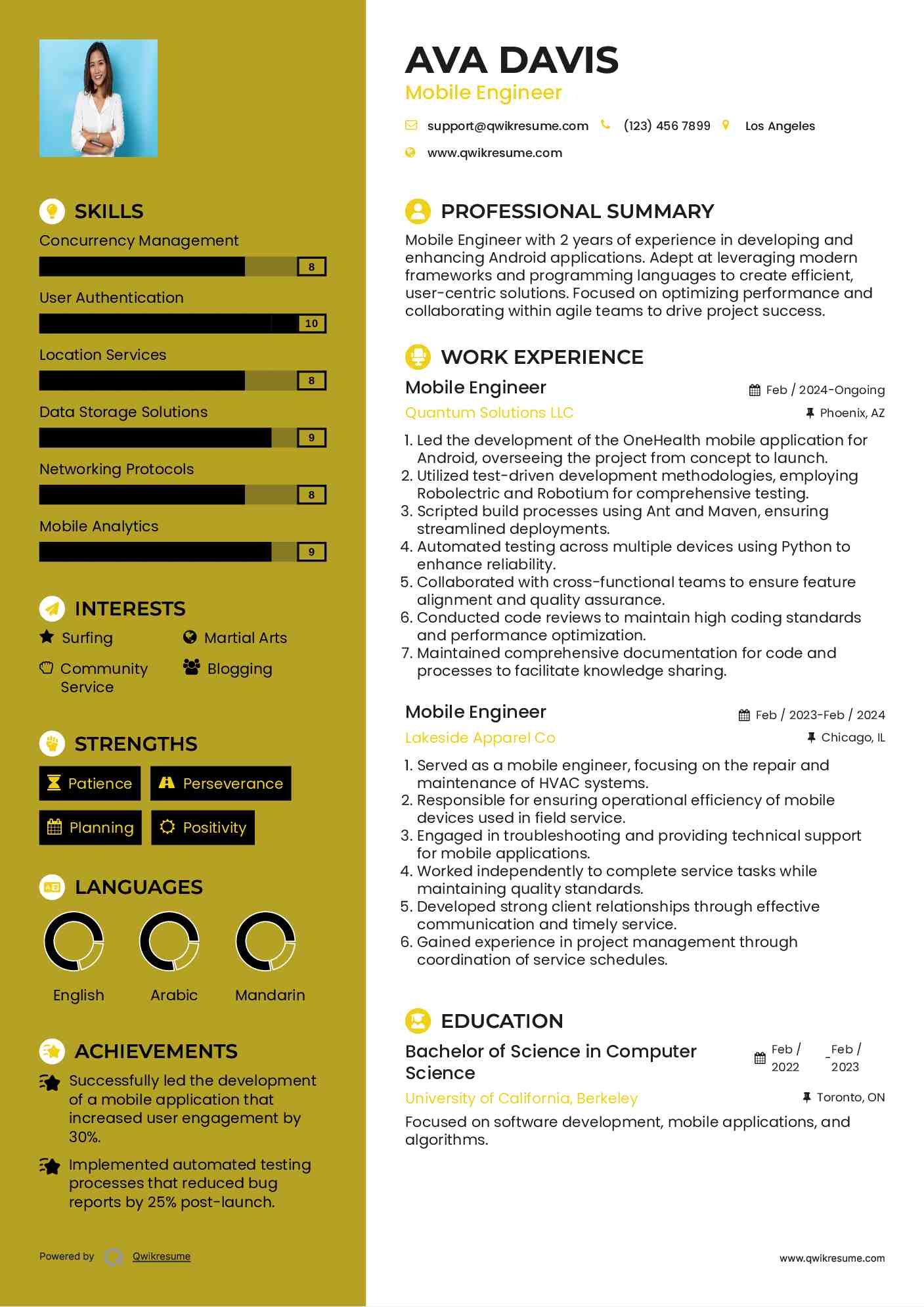 Mobile Engineer Resume Model