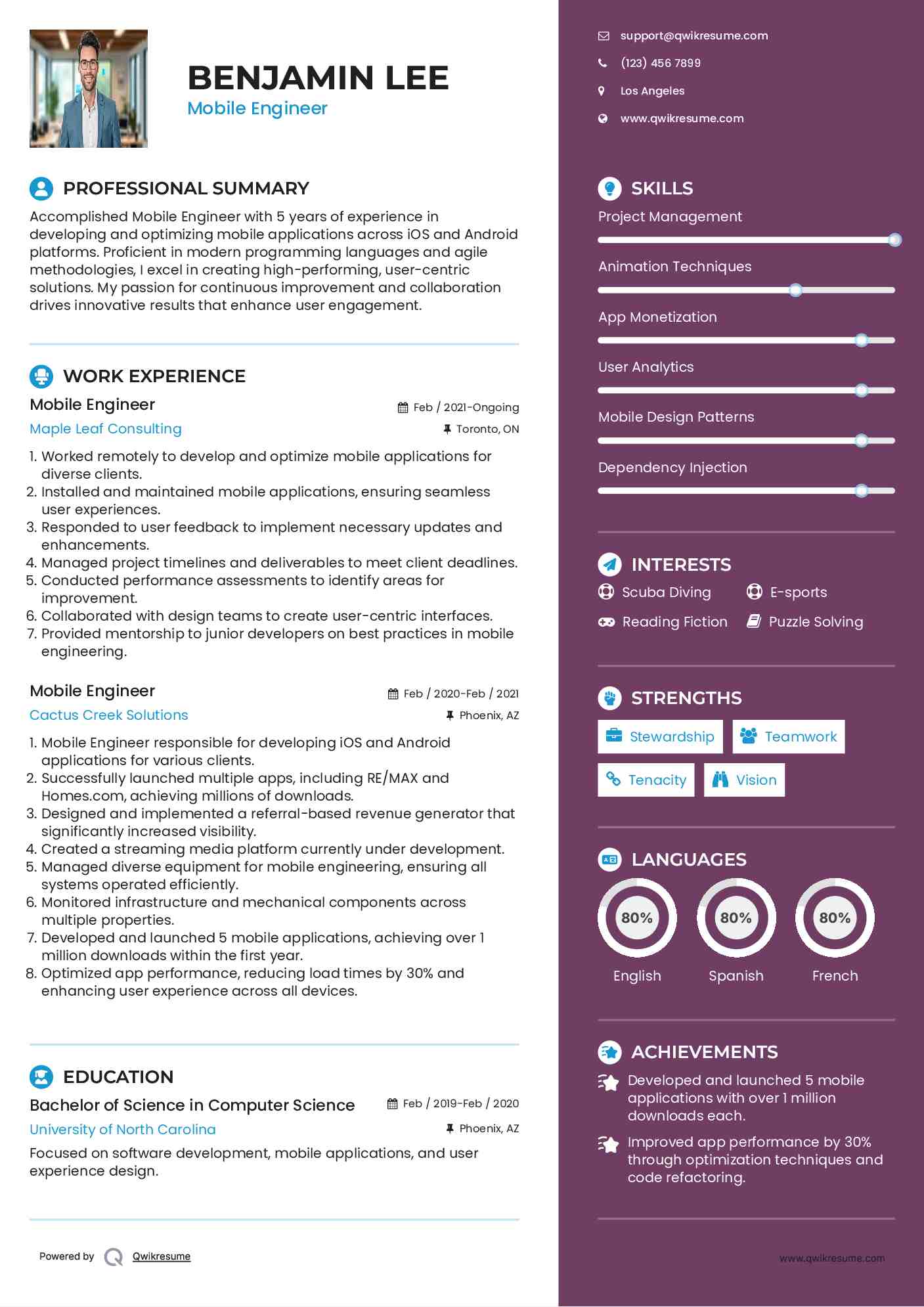 Mobile Engineer Resume Format