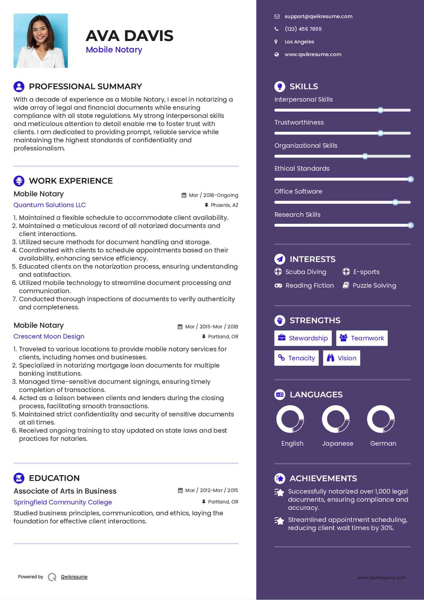 Mobile Notary Resume Format