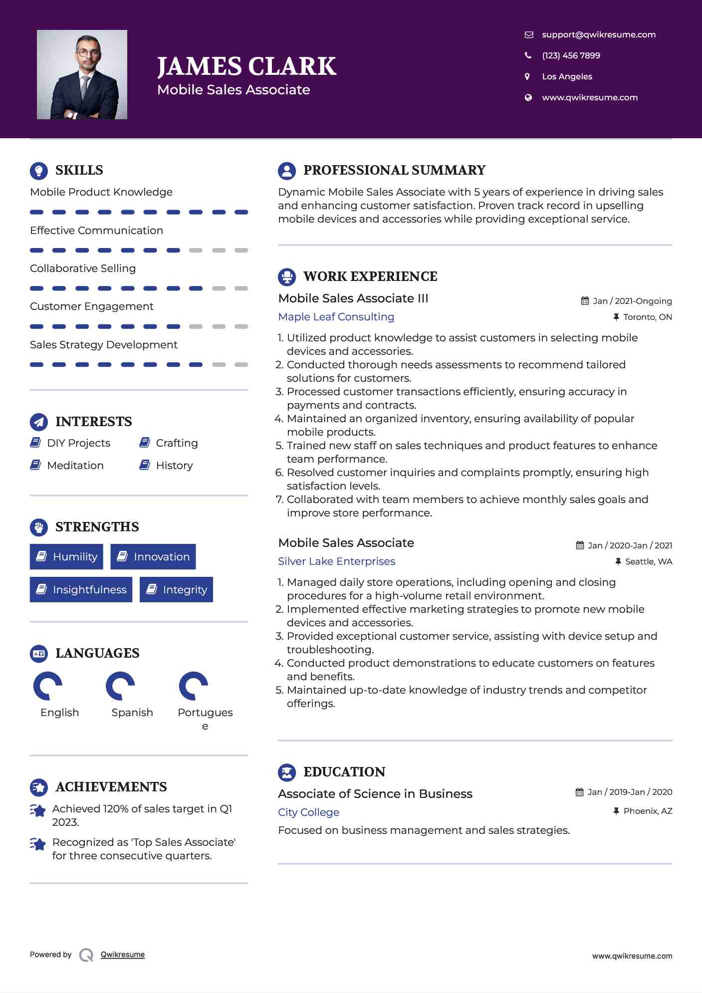 Mobile Sales Associate Resume Samples QwikResume