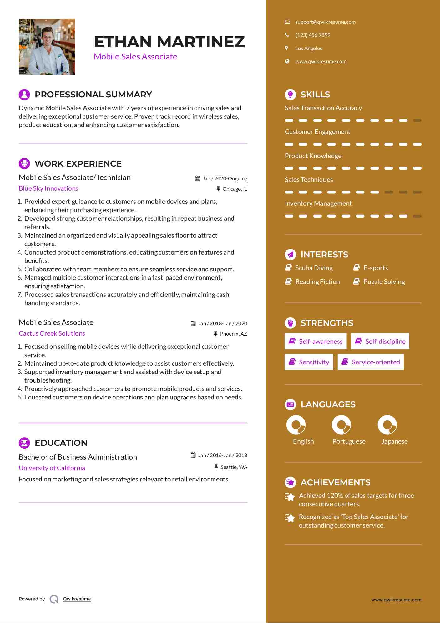 Mobile Sales Associate Resume Samples QwikResume