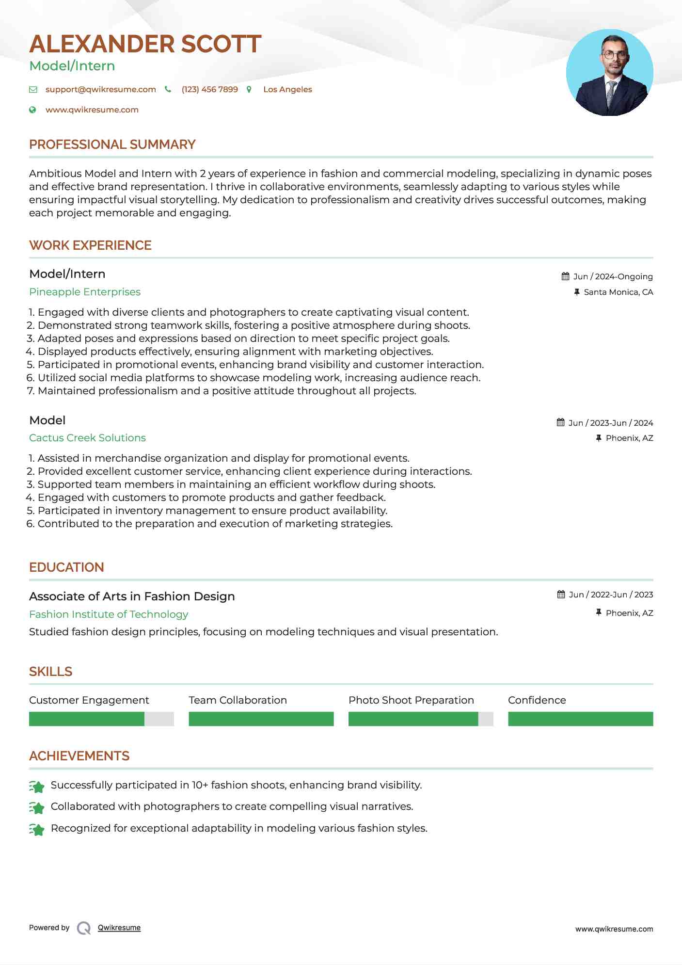 Model/Intern Resume Model