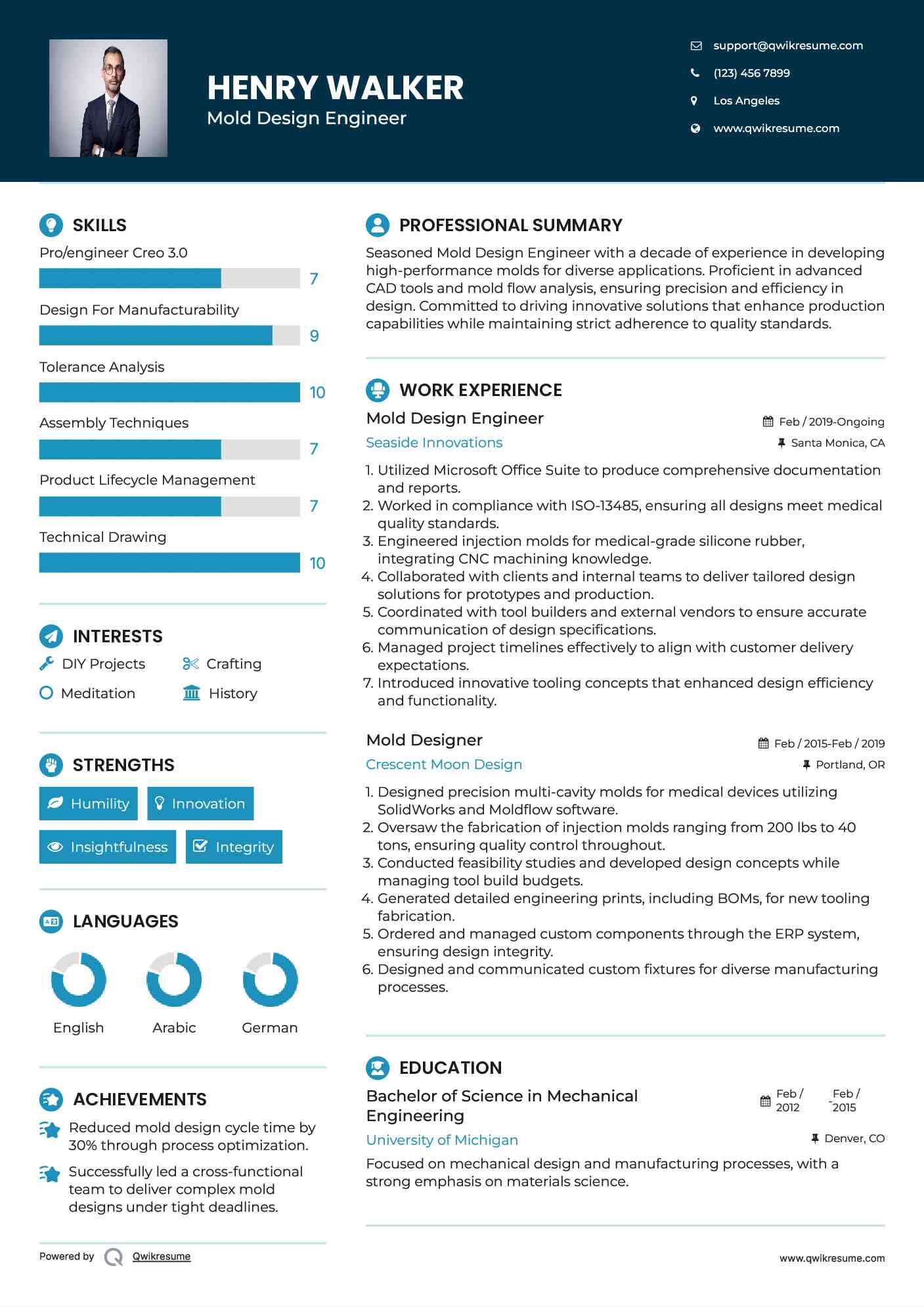 Mold Design Engineer Resume Template