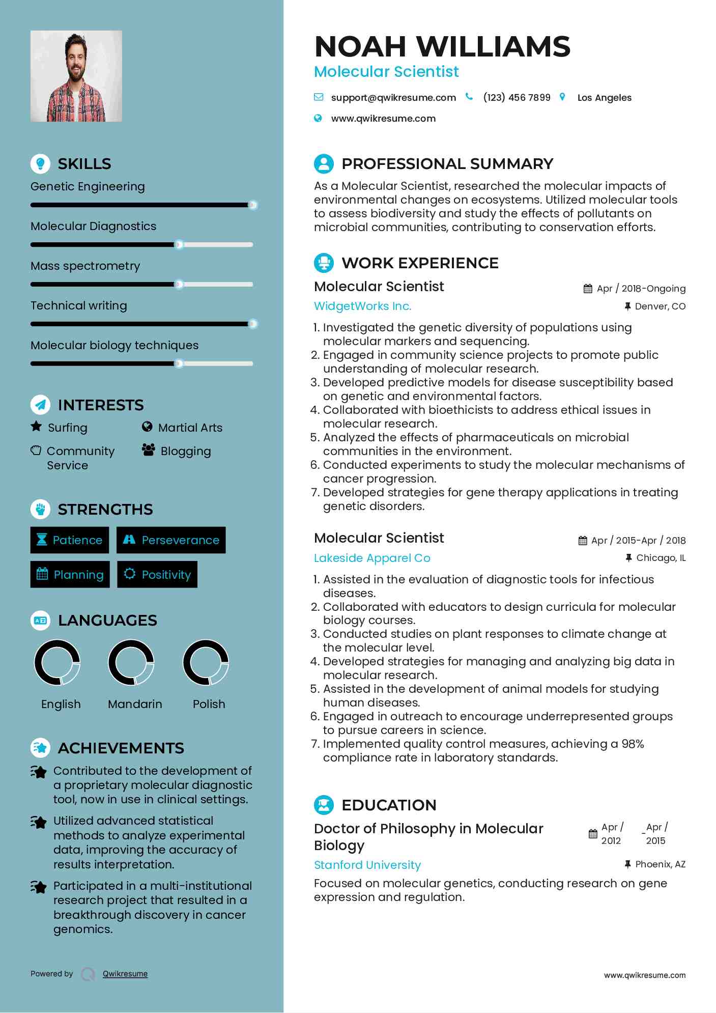 Molecular Scientist Resume Template