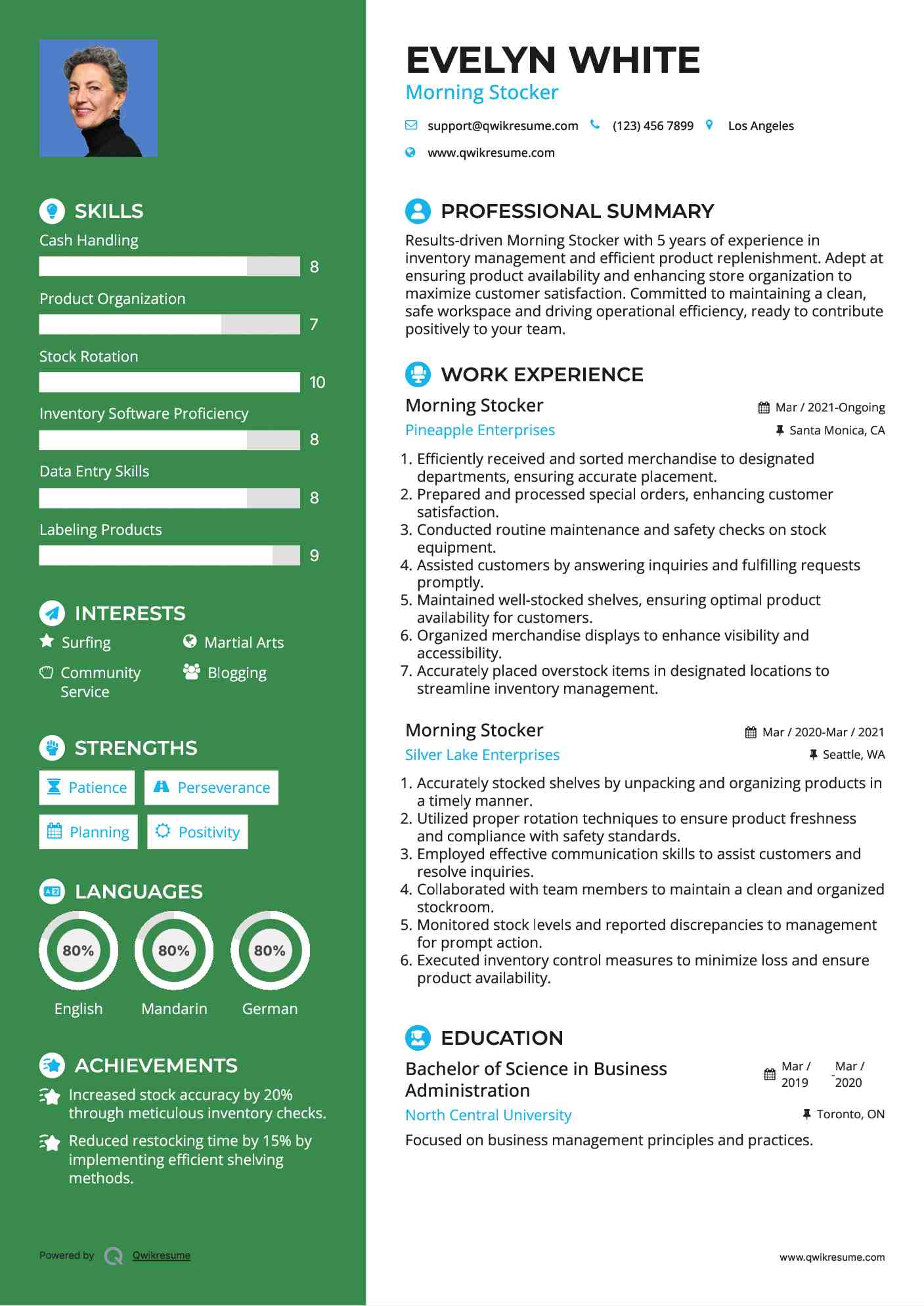 Morning Stocker Resume Model