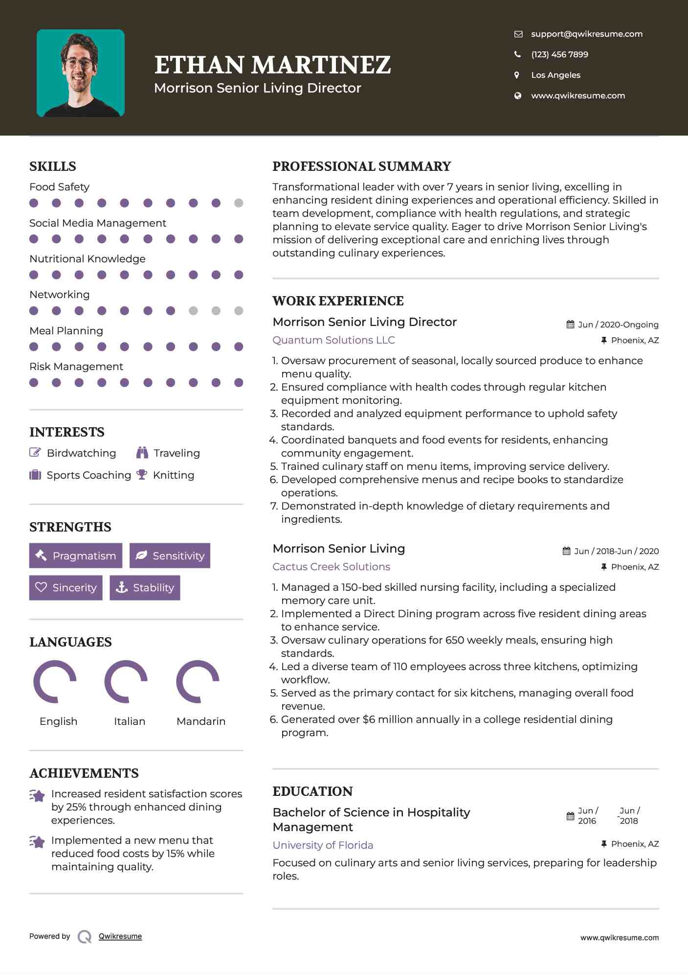 Morrison Senior Living Director Resume Template