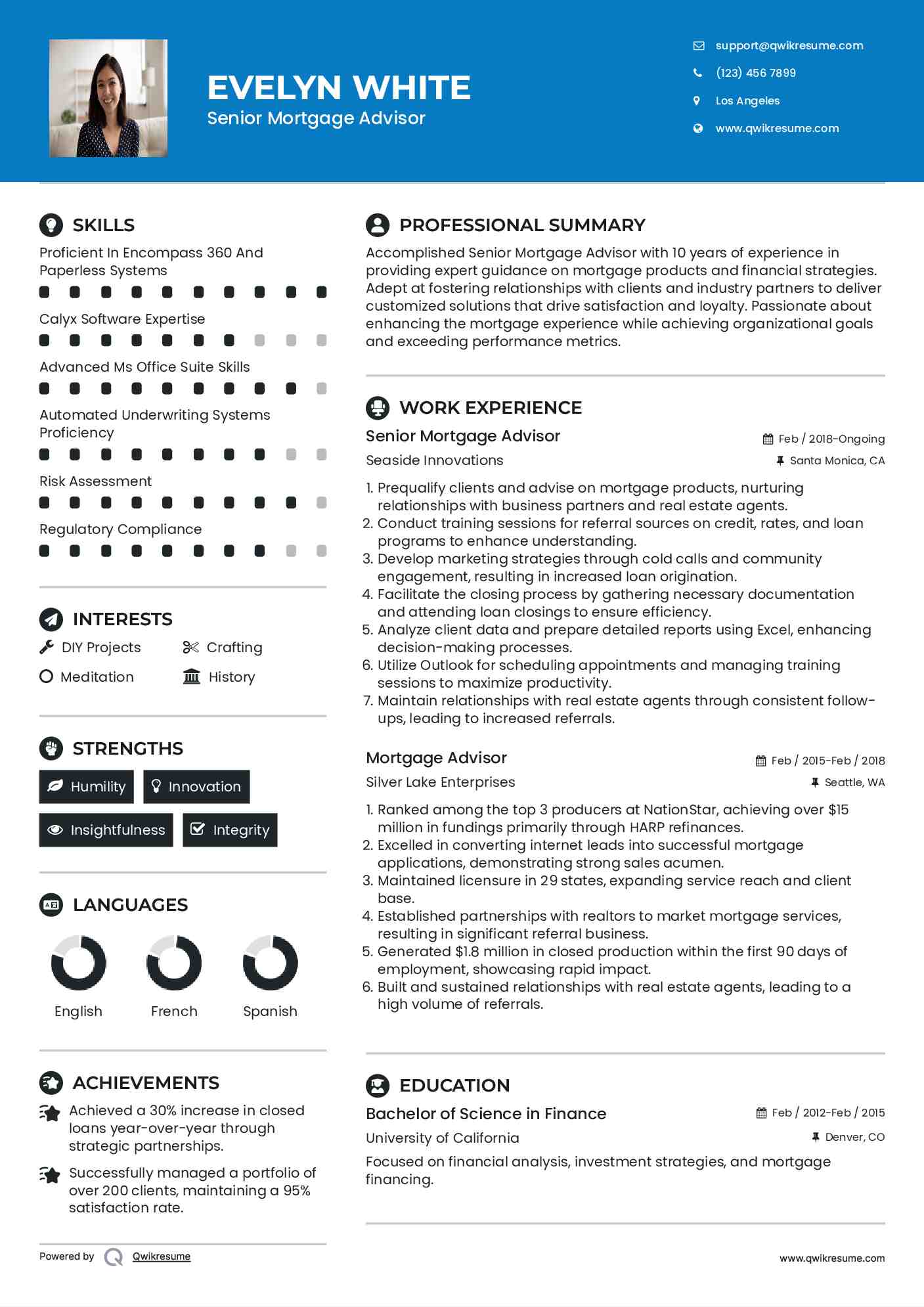 Senior Mortgage Advisor Resume Model