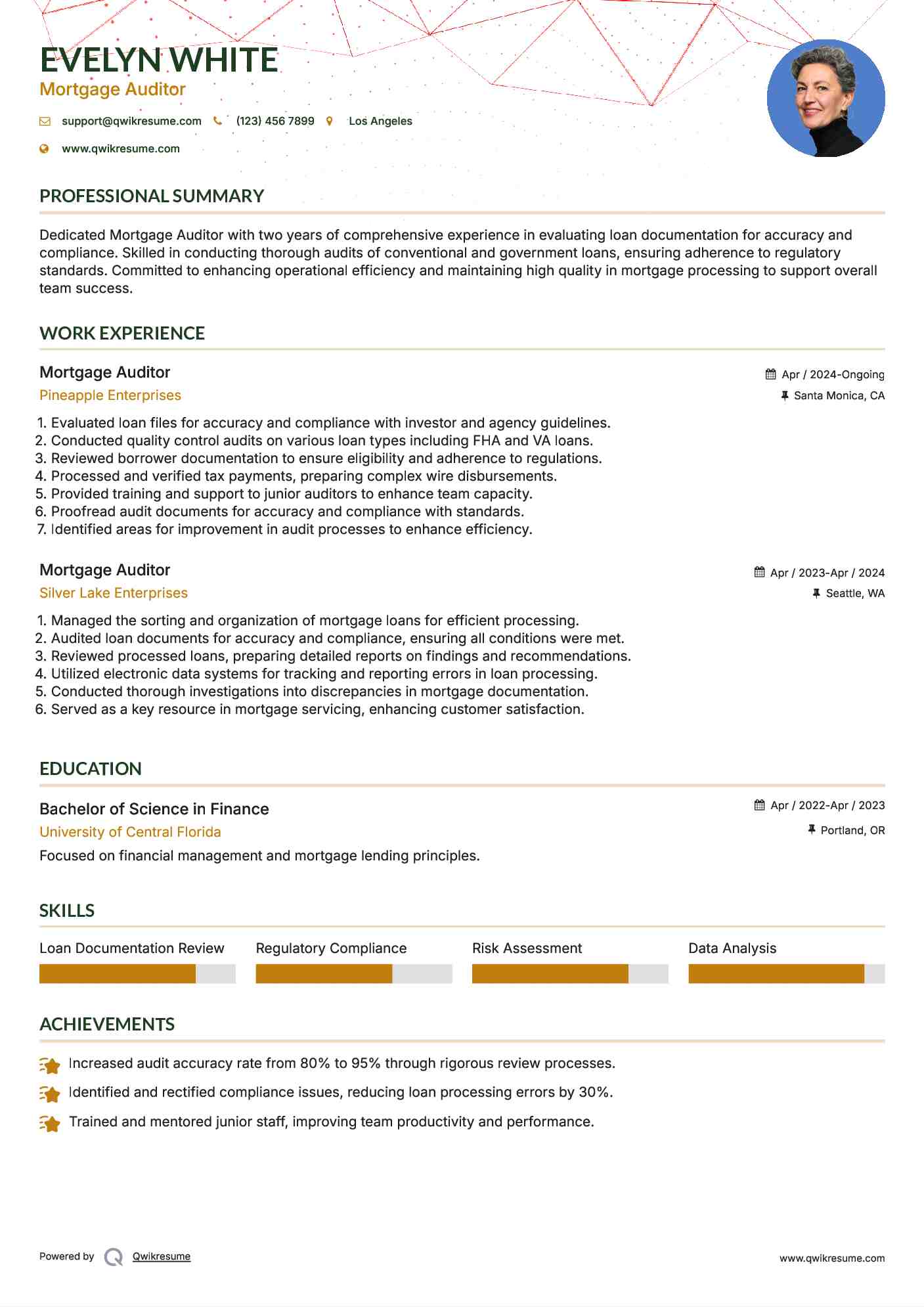 Mortgage Auditor Resume Format