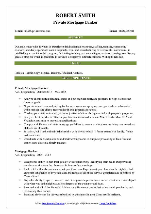 Mortgage Banker Resume Samples QwikResume