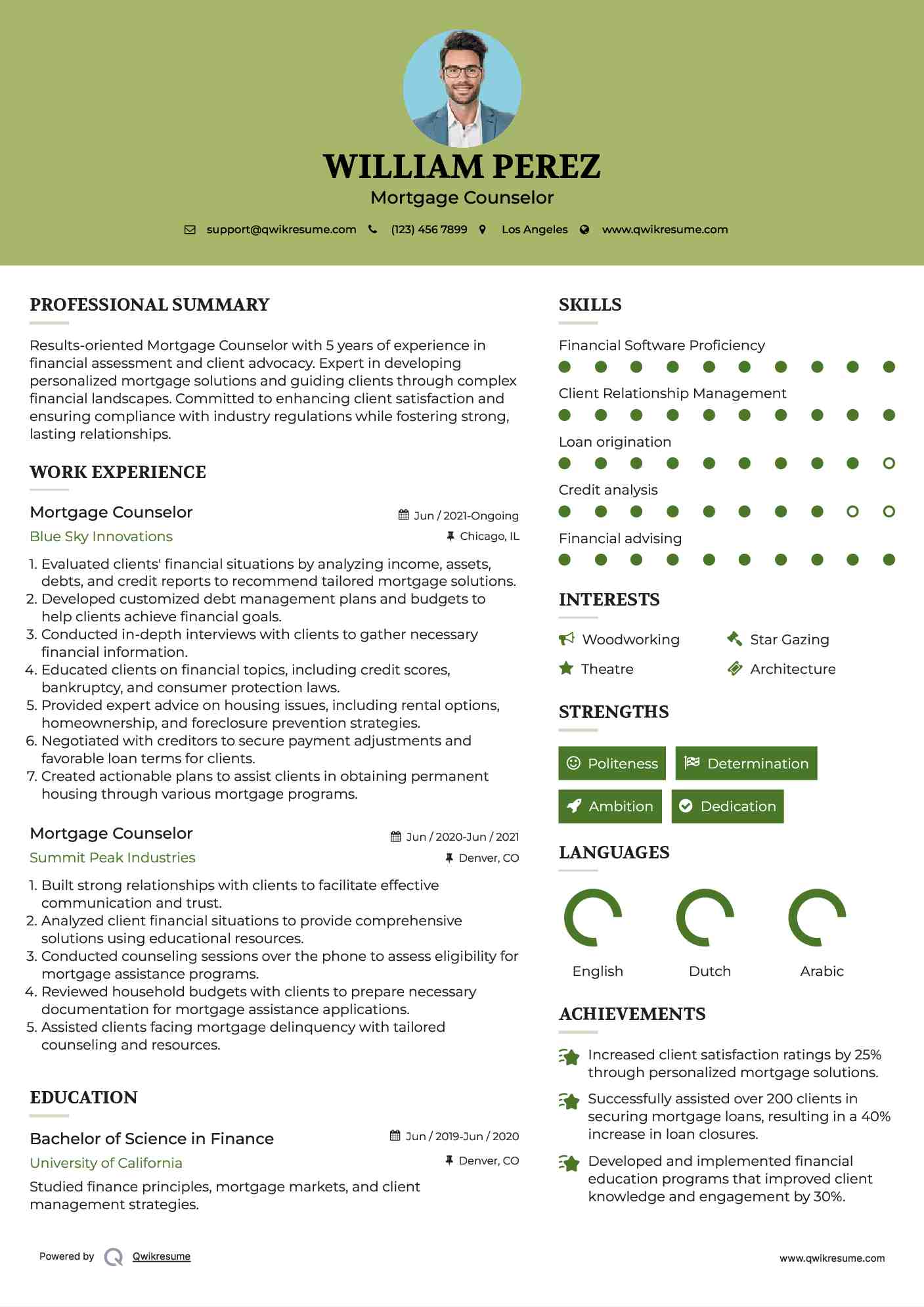 Mortgage Counselor Resume Sample