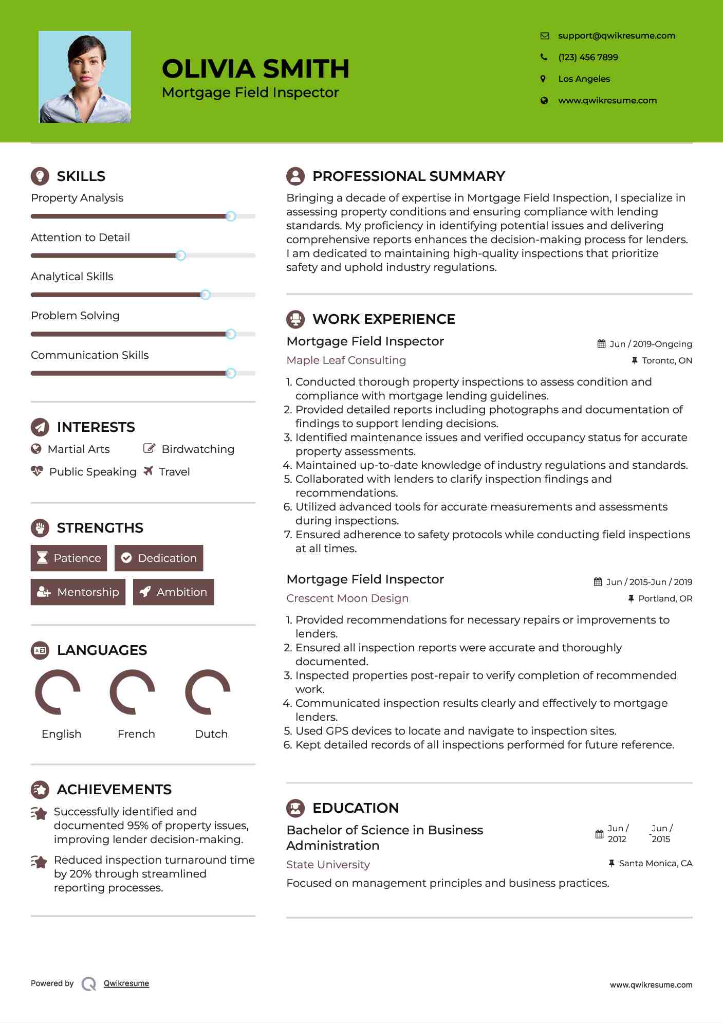 Mortgage Field Inspector Resume Samples QwikResume