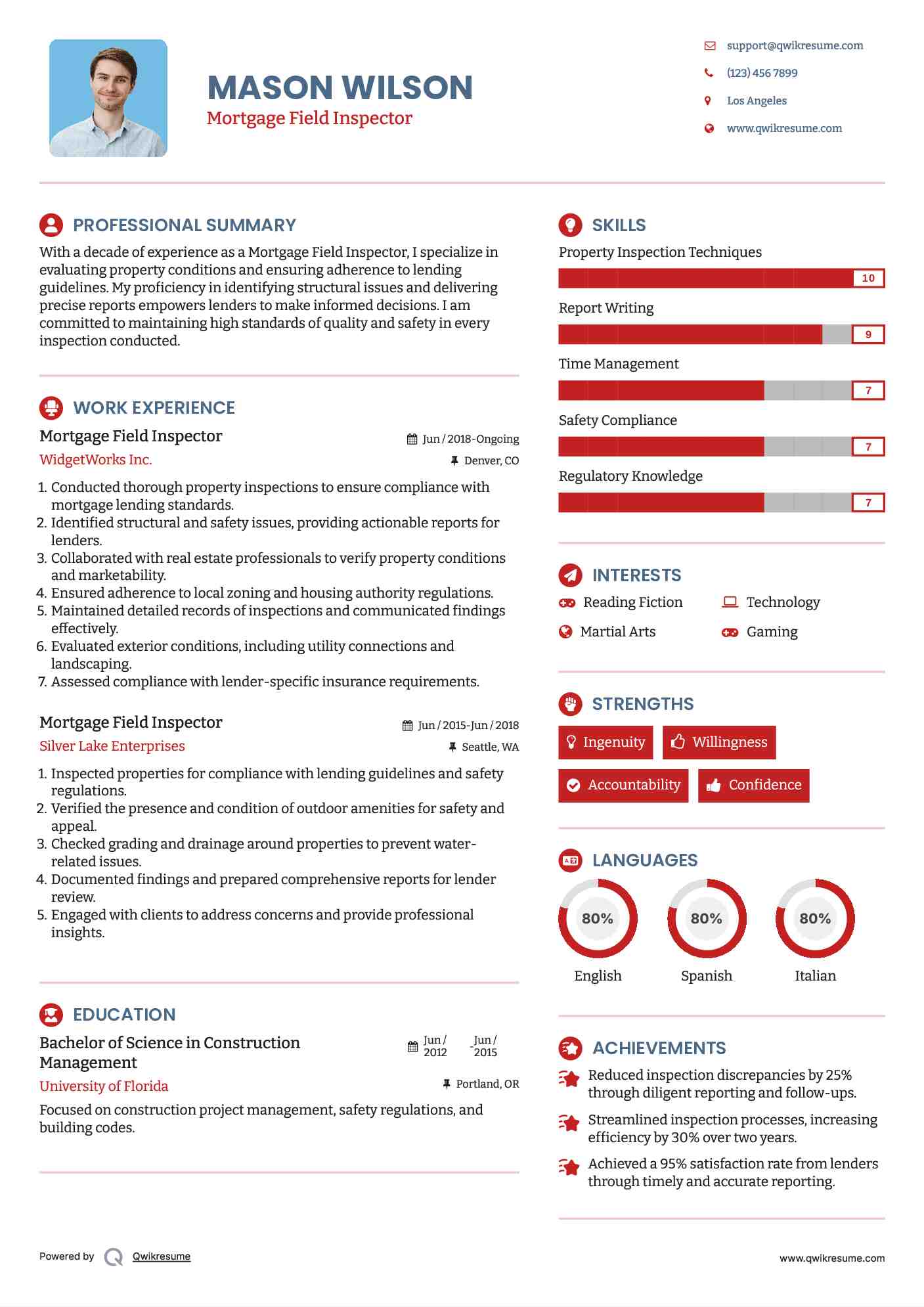 Mortgage Field Inspector Resume Samples QwikResume
