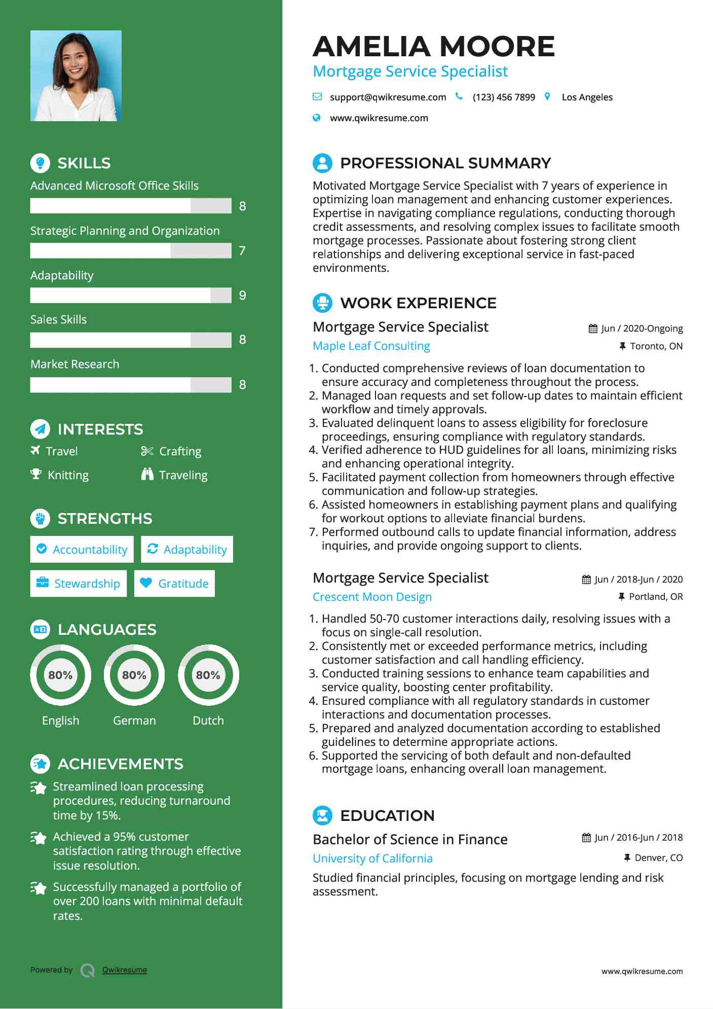 Mortgage Service Specialist Resume Sample