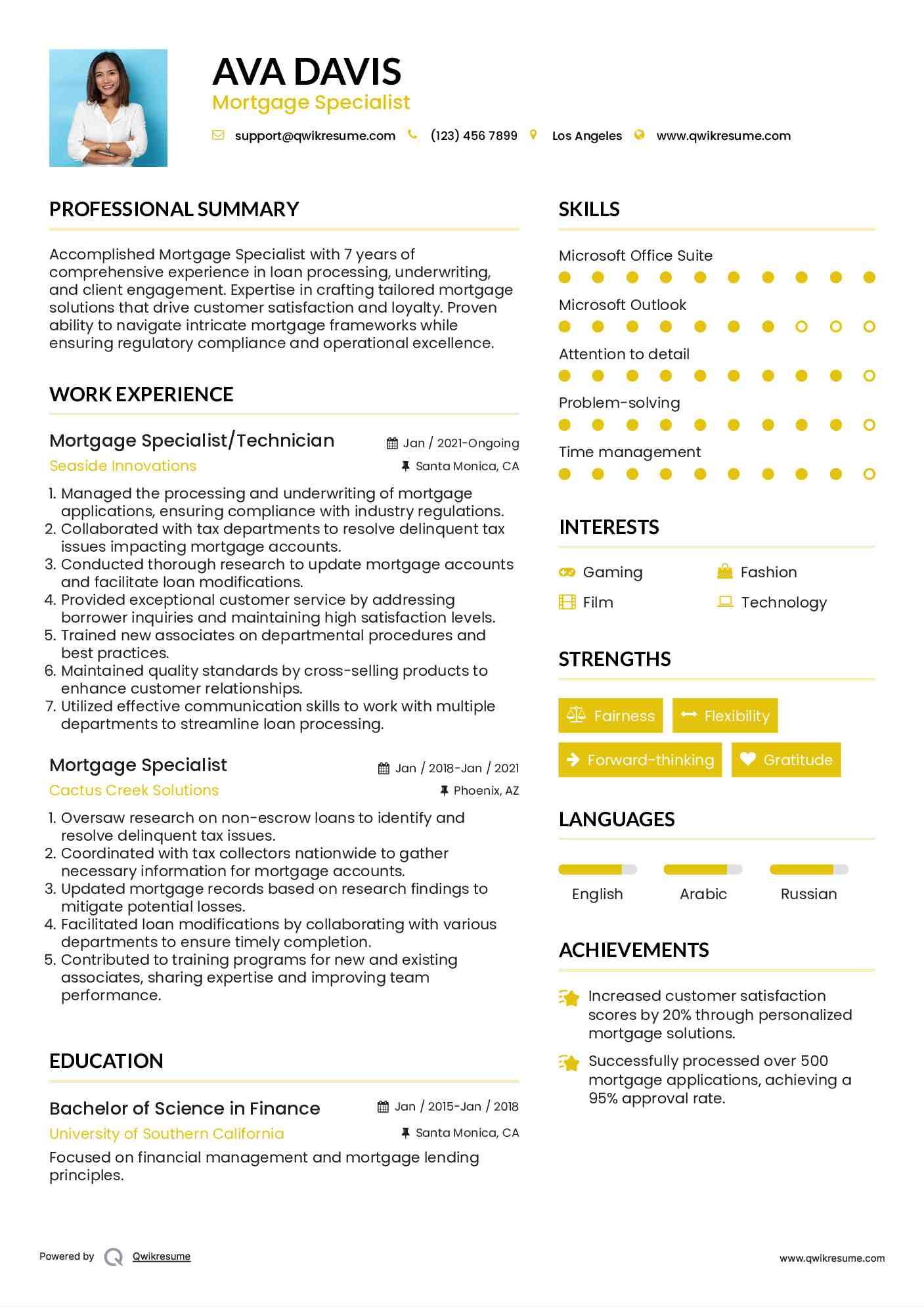 Mortgage Specialist/Technician Resume Format