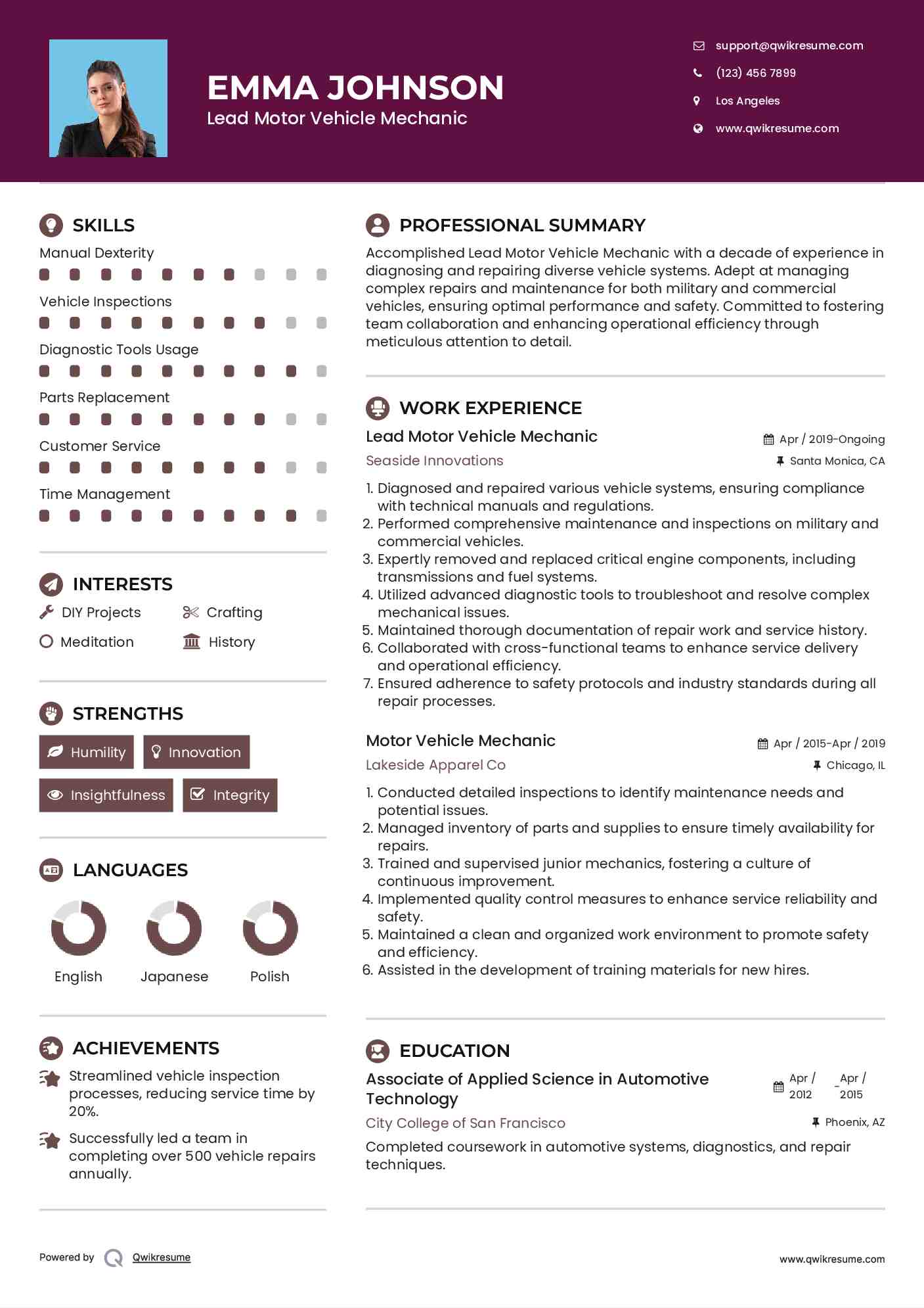 10 Motor Vehicle Mechanic Resume - Motor Vehicle Mechanic 1658324872 Pdf