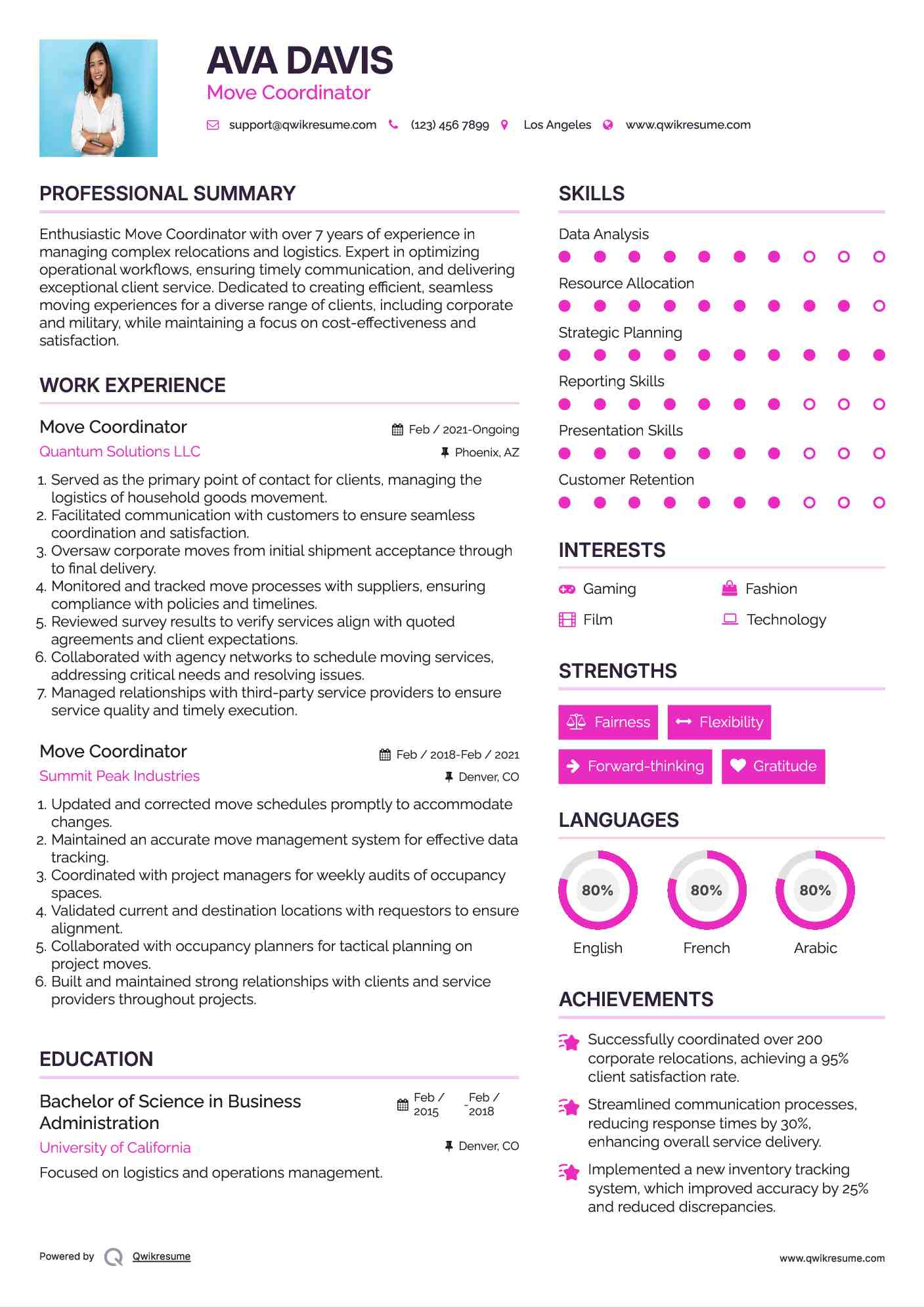 Move Coordinator Resume Model