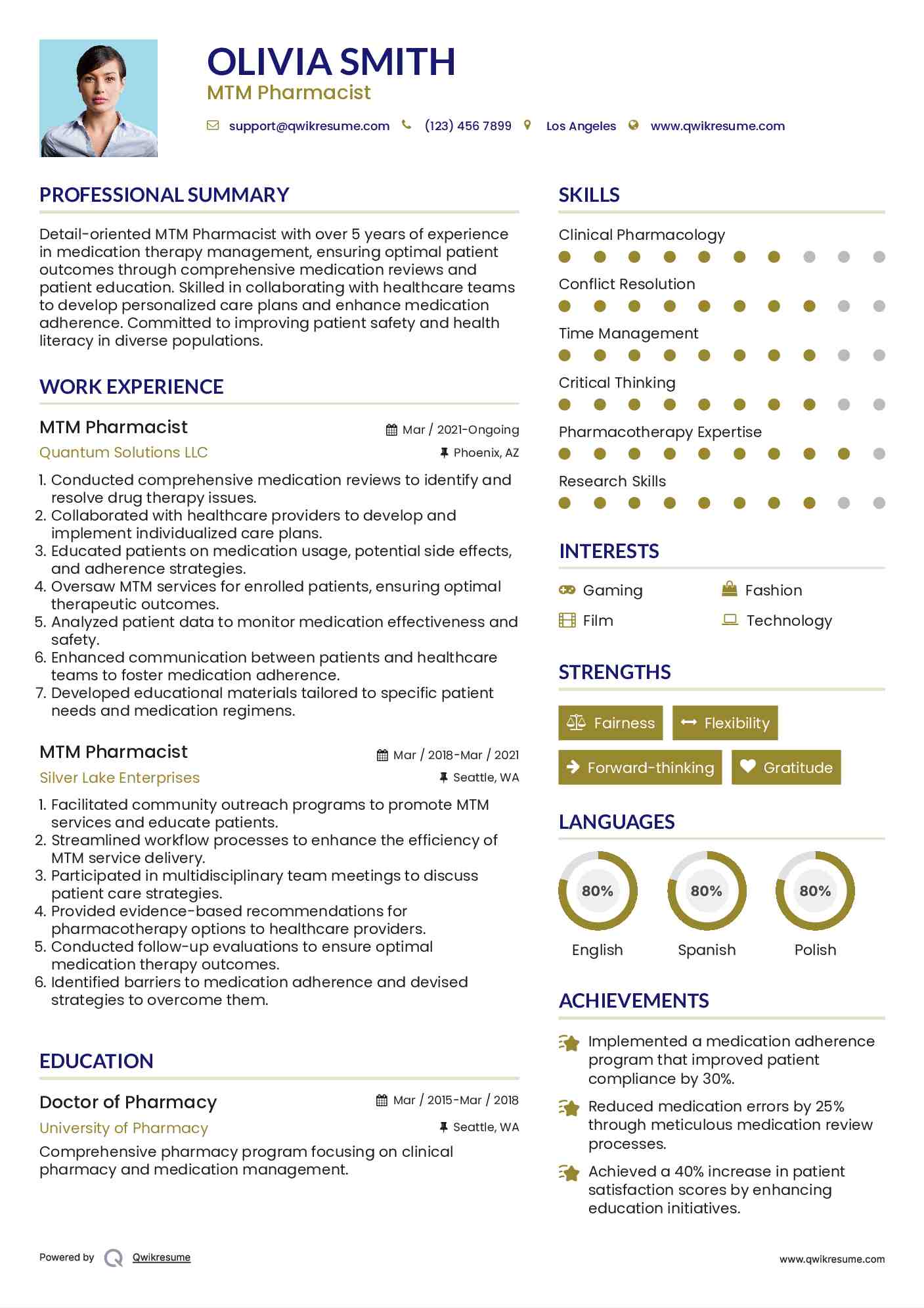 MTM Pharmacist Resume Format