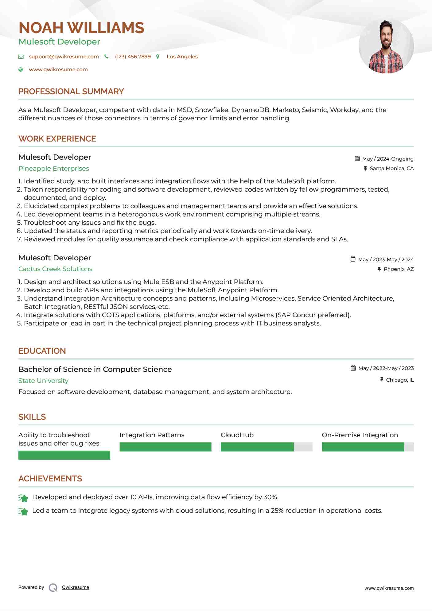 Mulesoft Developer Resume Sample
