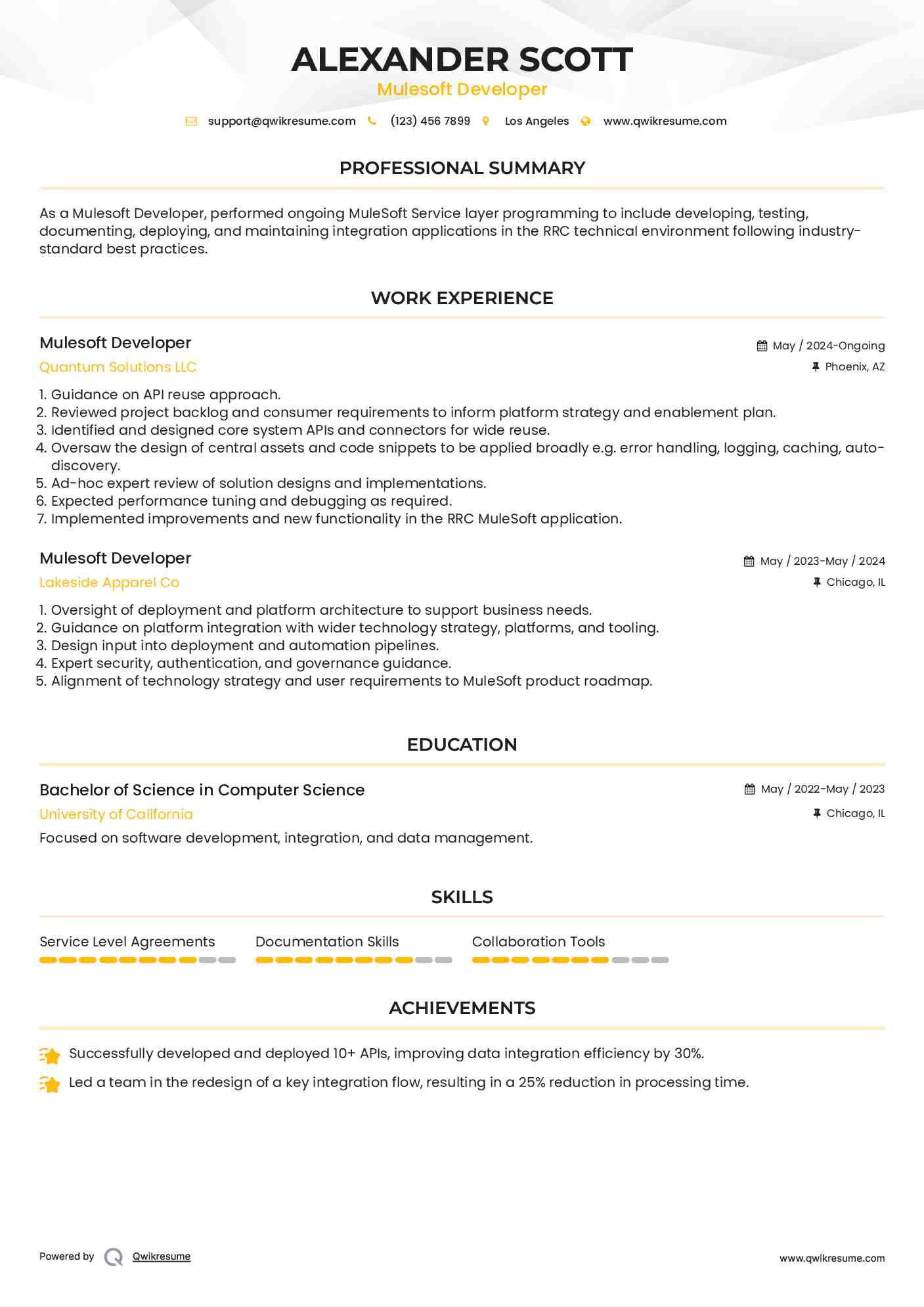 Mulesoft Developer Resume Format