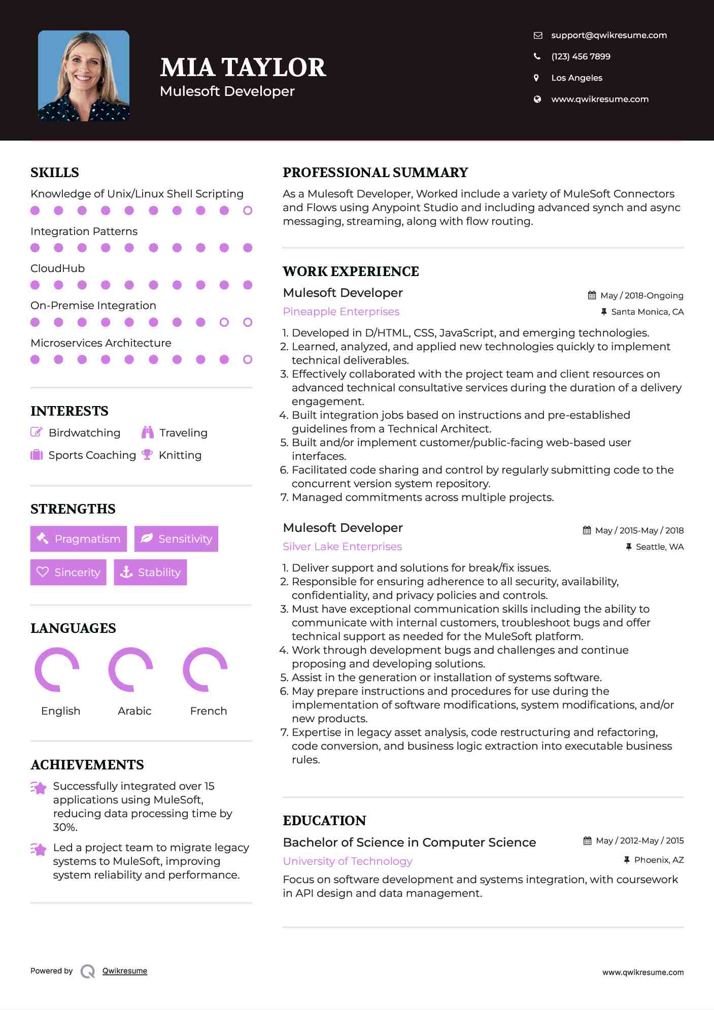 Mulesoft Developer Resume Sample