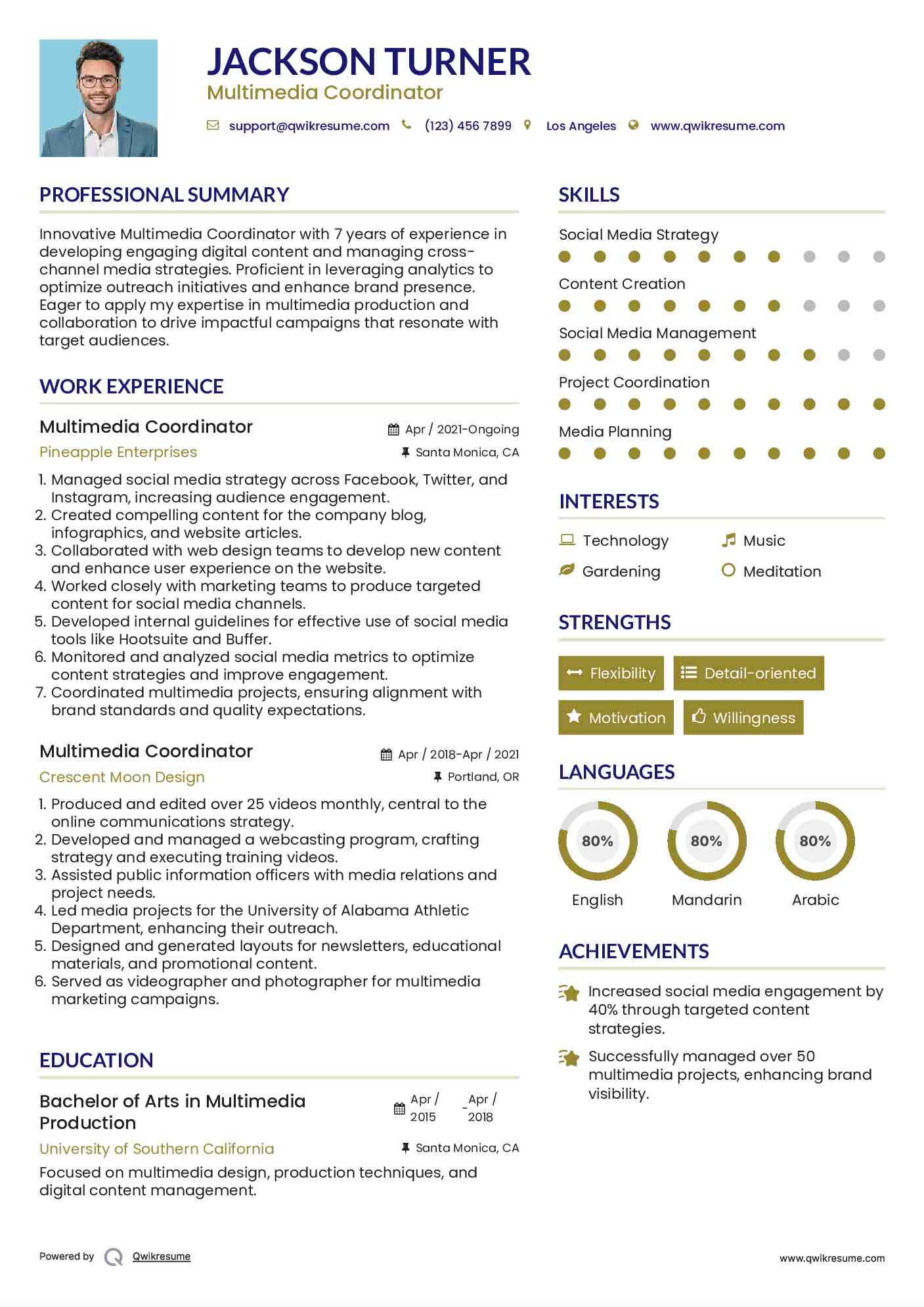Multimedia Coordinator Resume Format