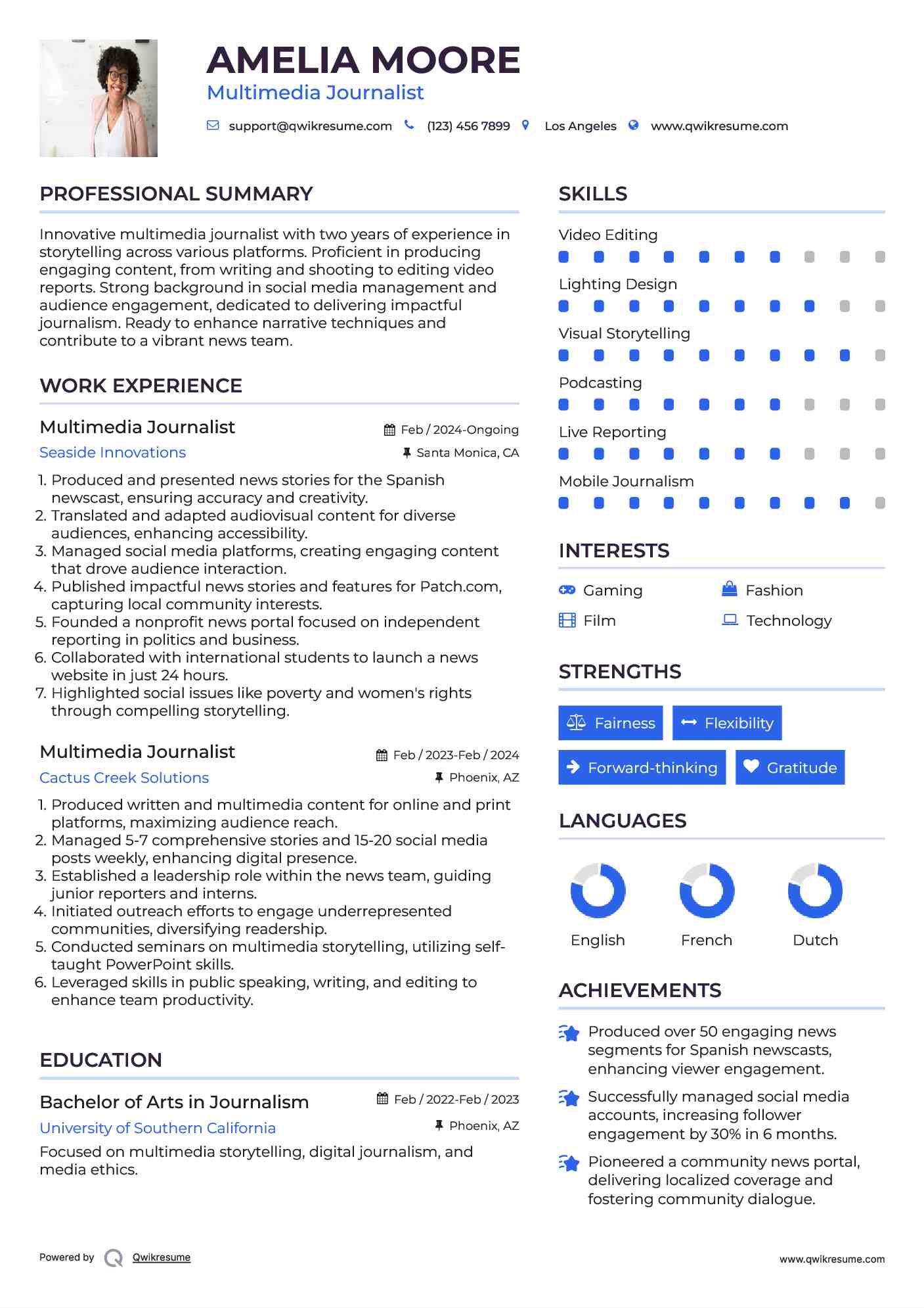 Multimedia Journalist Resume Template